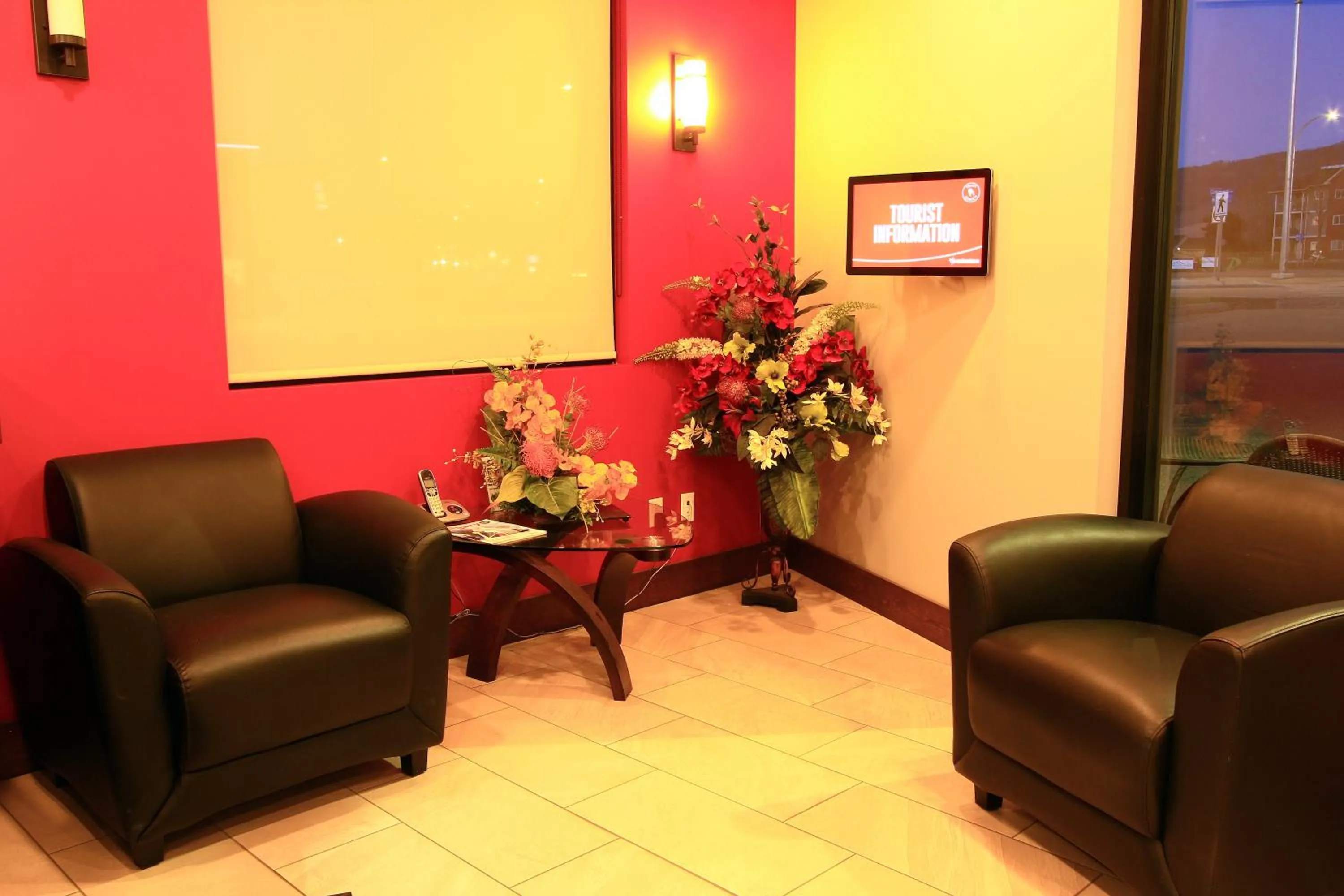 Seating area in Super 8 by Wyndham Kelowna BC