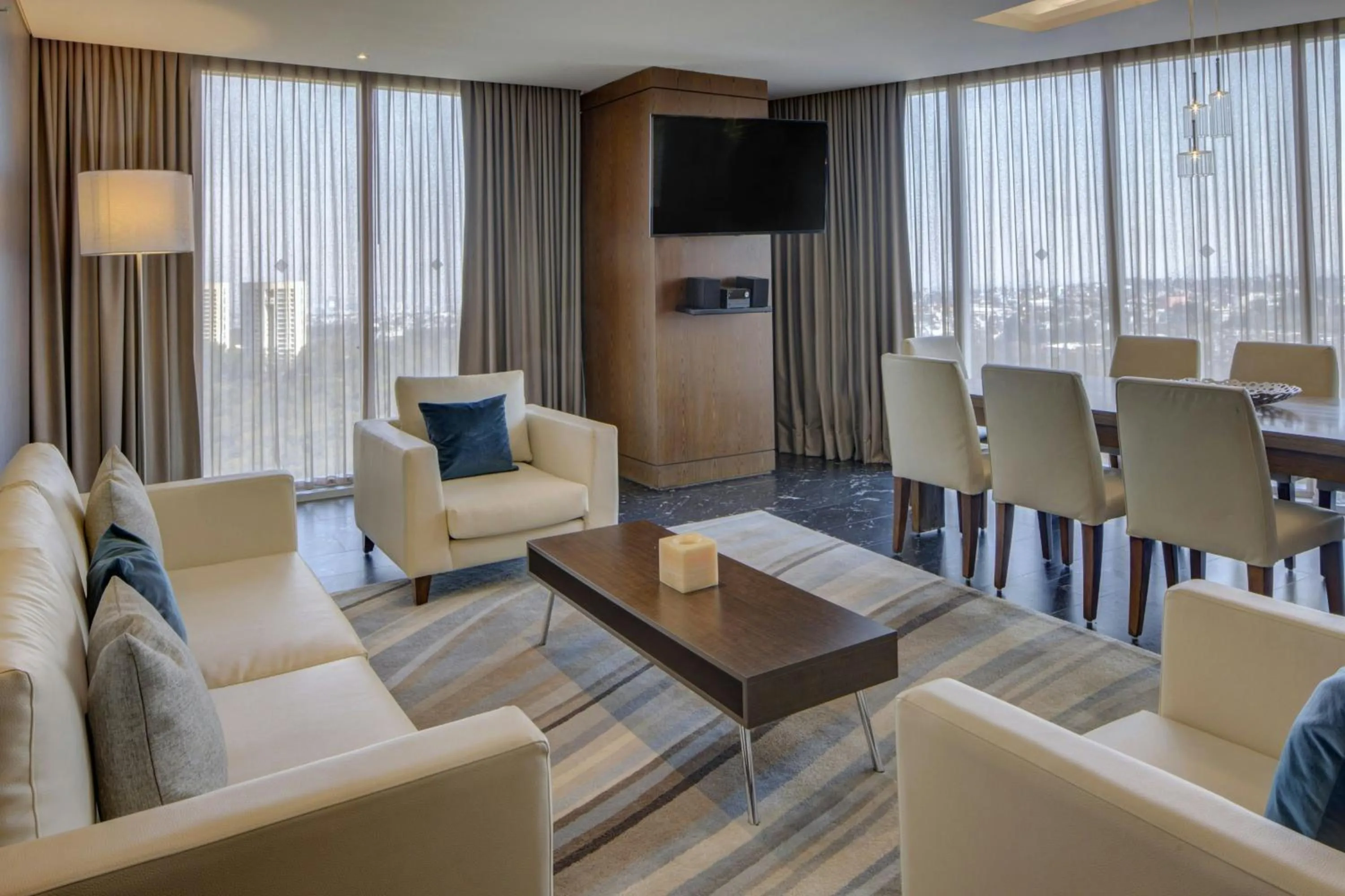 Living room in The Westin Santa Fe, Mexico City