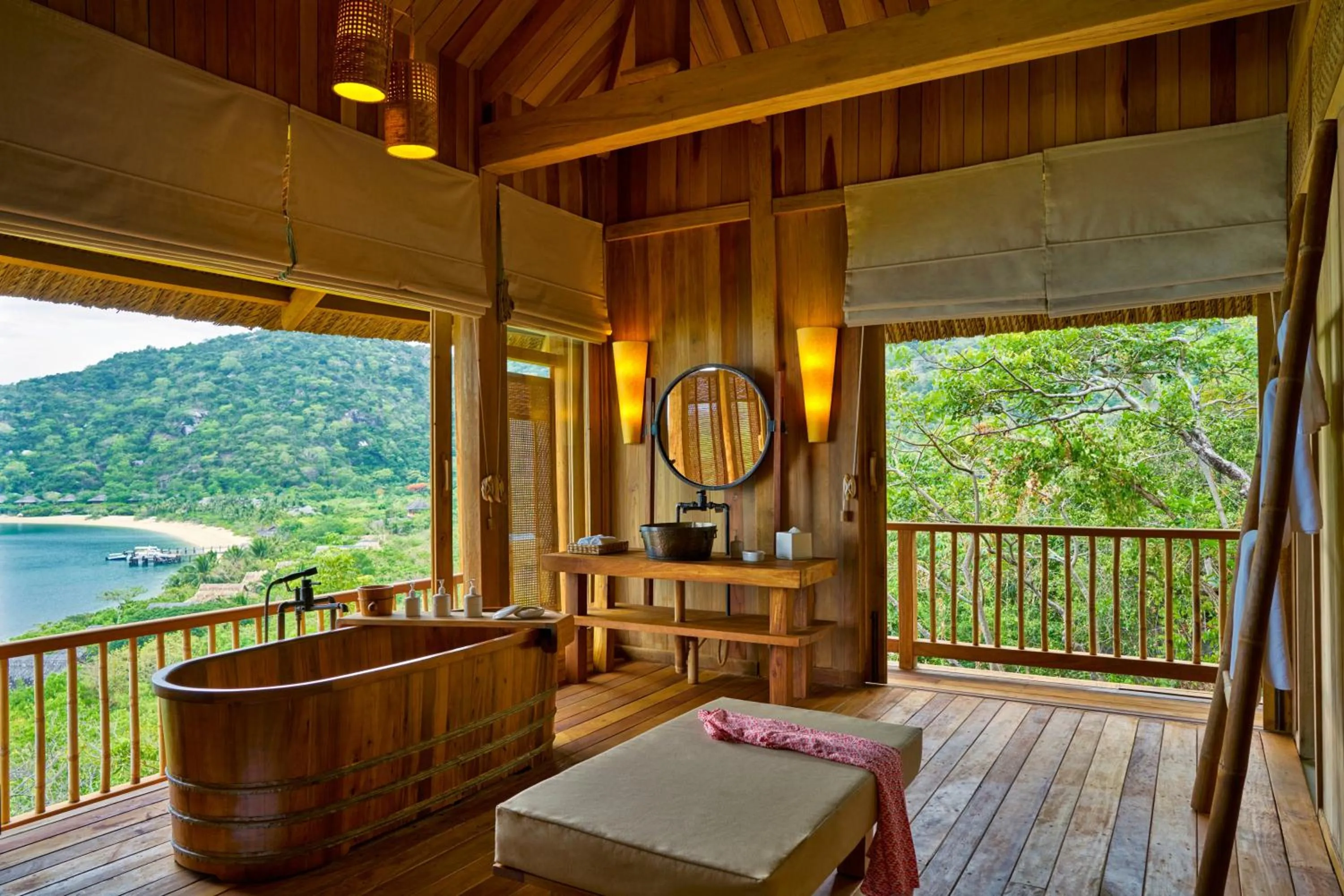Bathroom in Six Senses Ninh Van Bay
