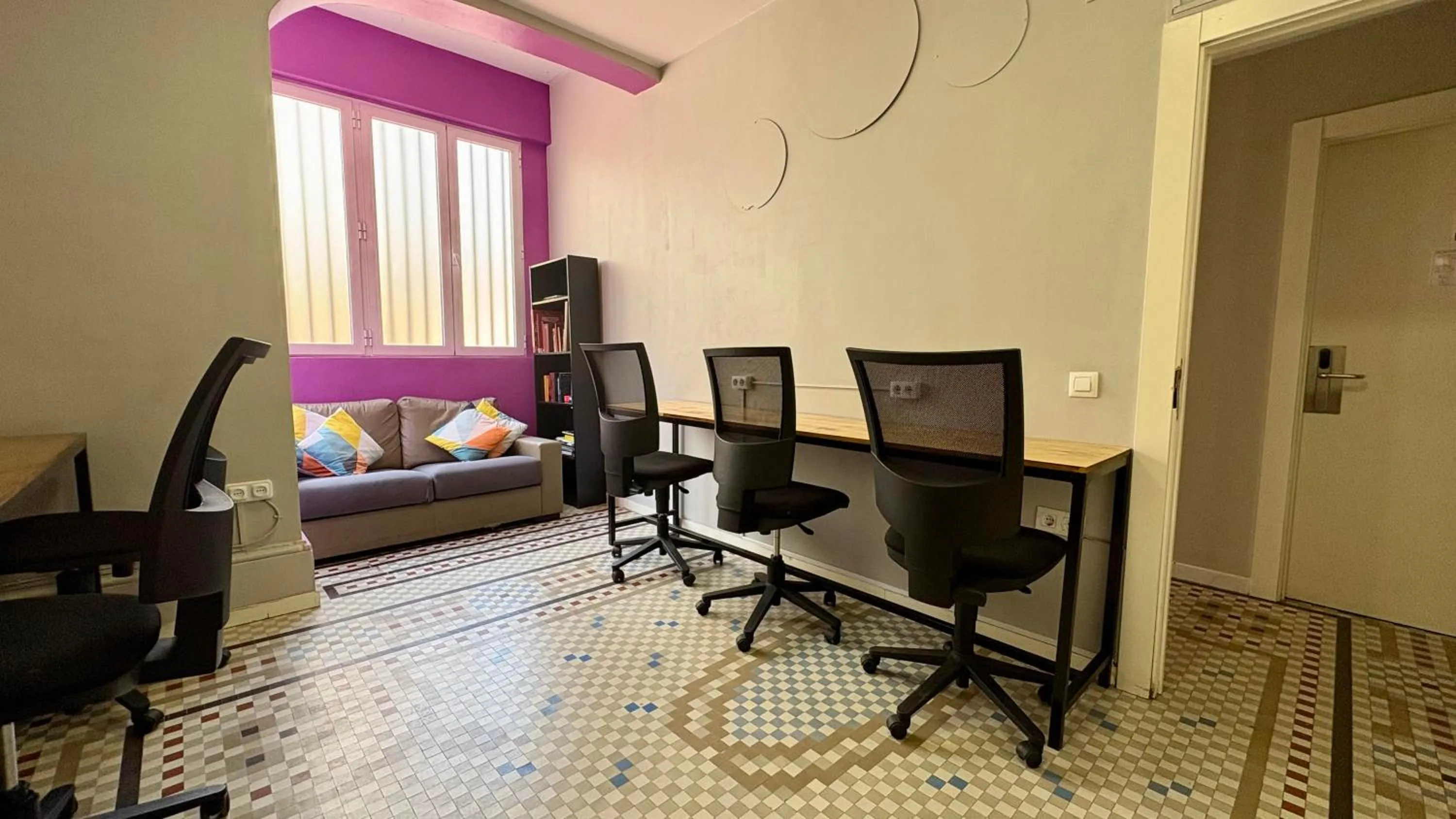 Seating area in Purple Nest Hostel
