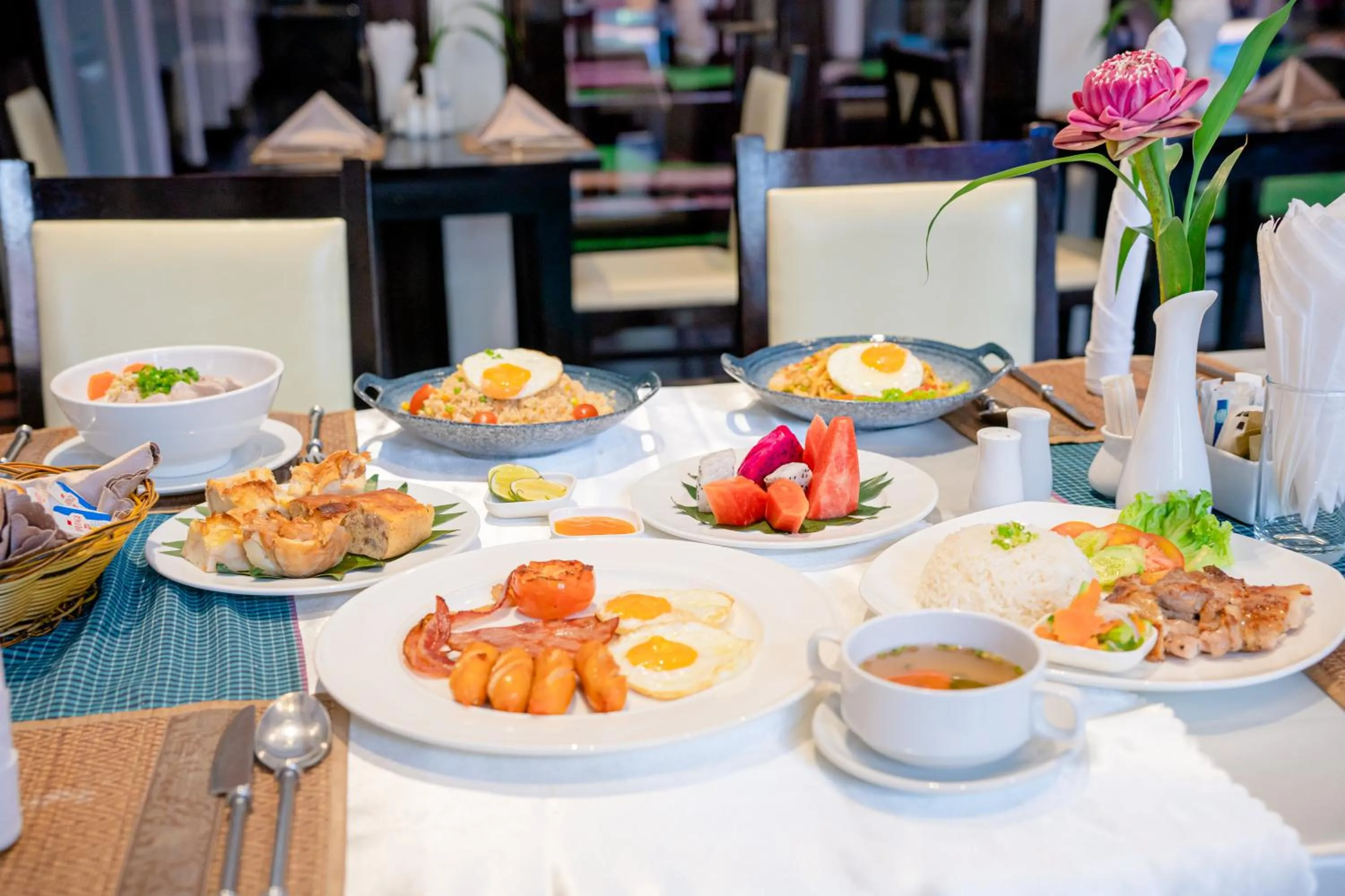 Asian breakfast in Sokchea Angkor Hotel