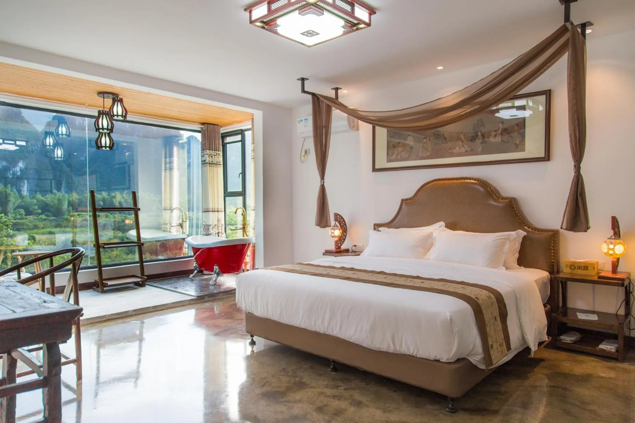 Bed in Leisure Courtyard Hotel Yangshuo