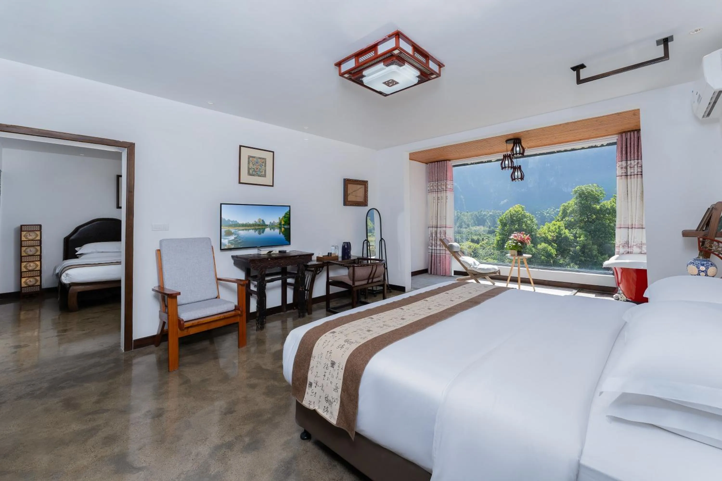 Bed in Leisure Courtyard Hotel Yangshuo