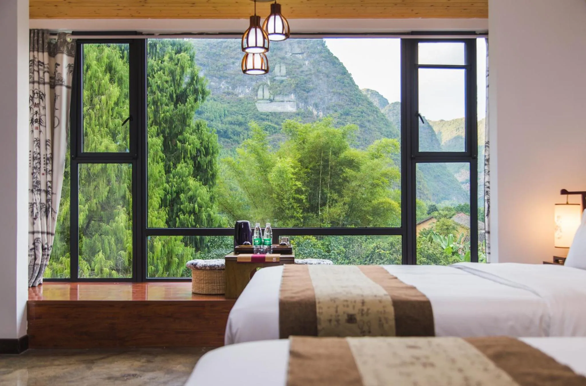 Natural landscape, Bed in Leisure Courtyard Hotel Yangshuo