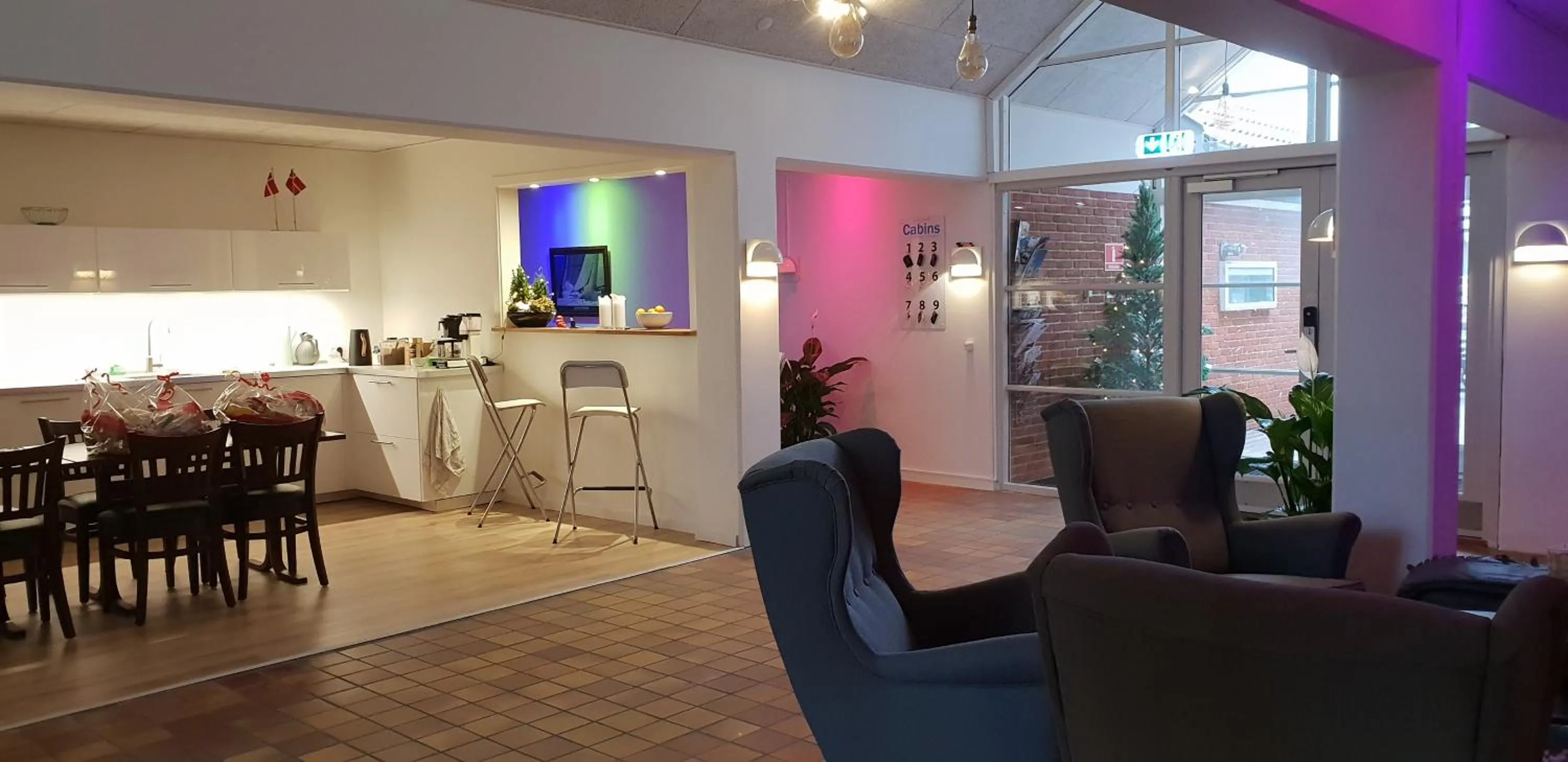 Living room in Klintholm Marina Park Cabins