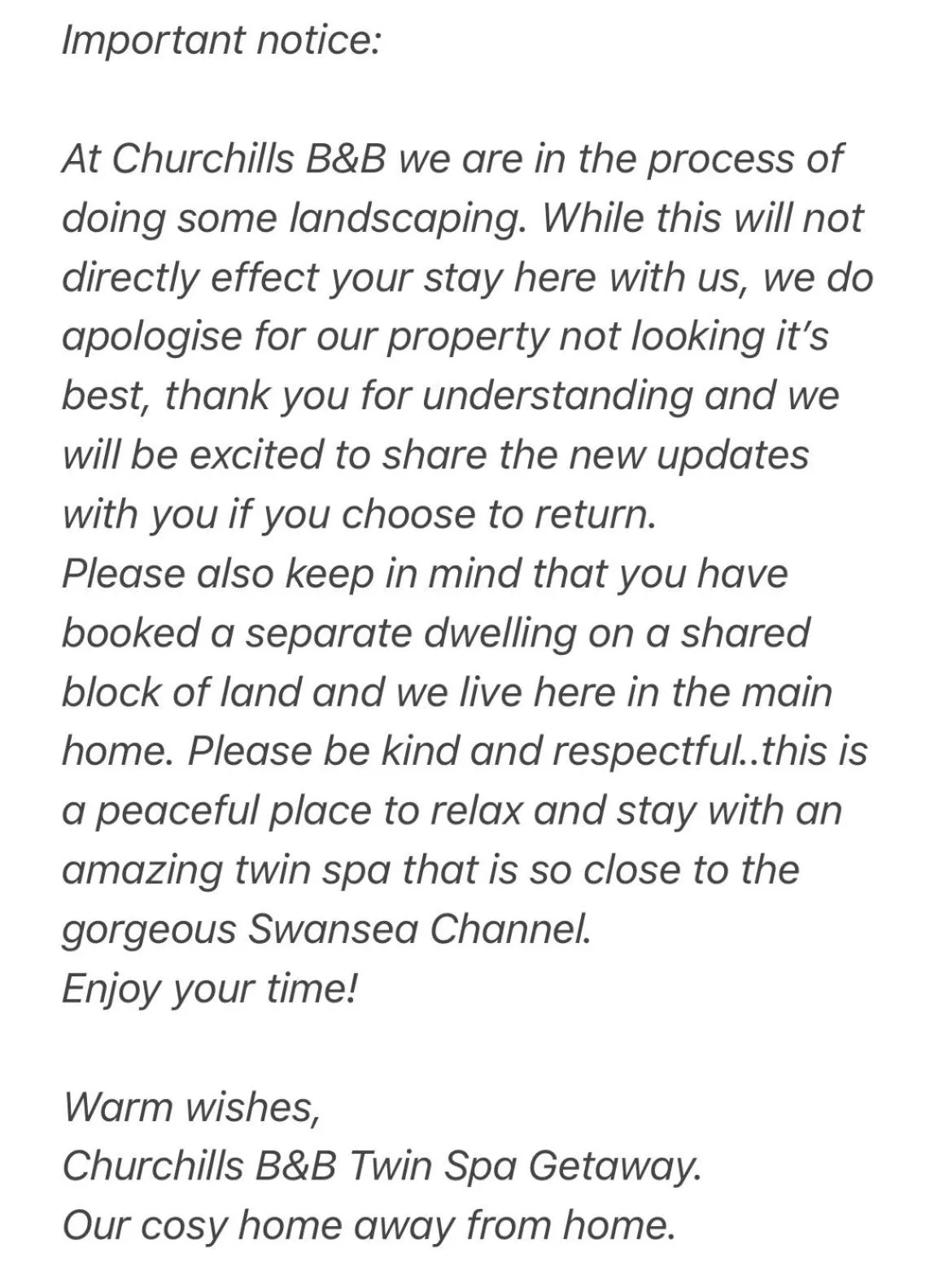 Churchill's B&B twin spa getaway Studio