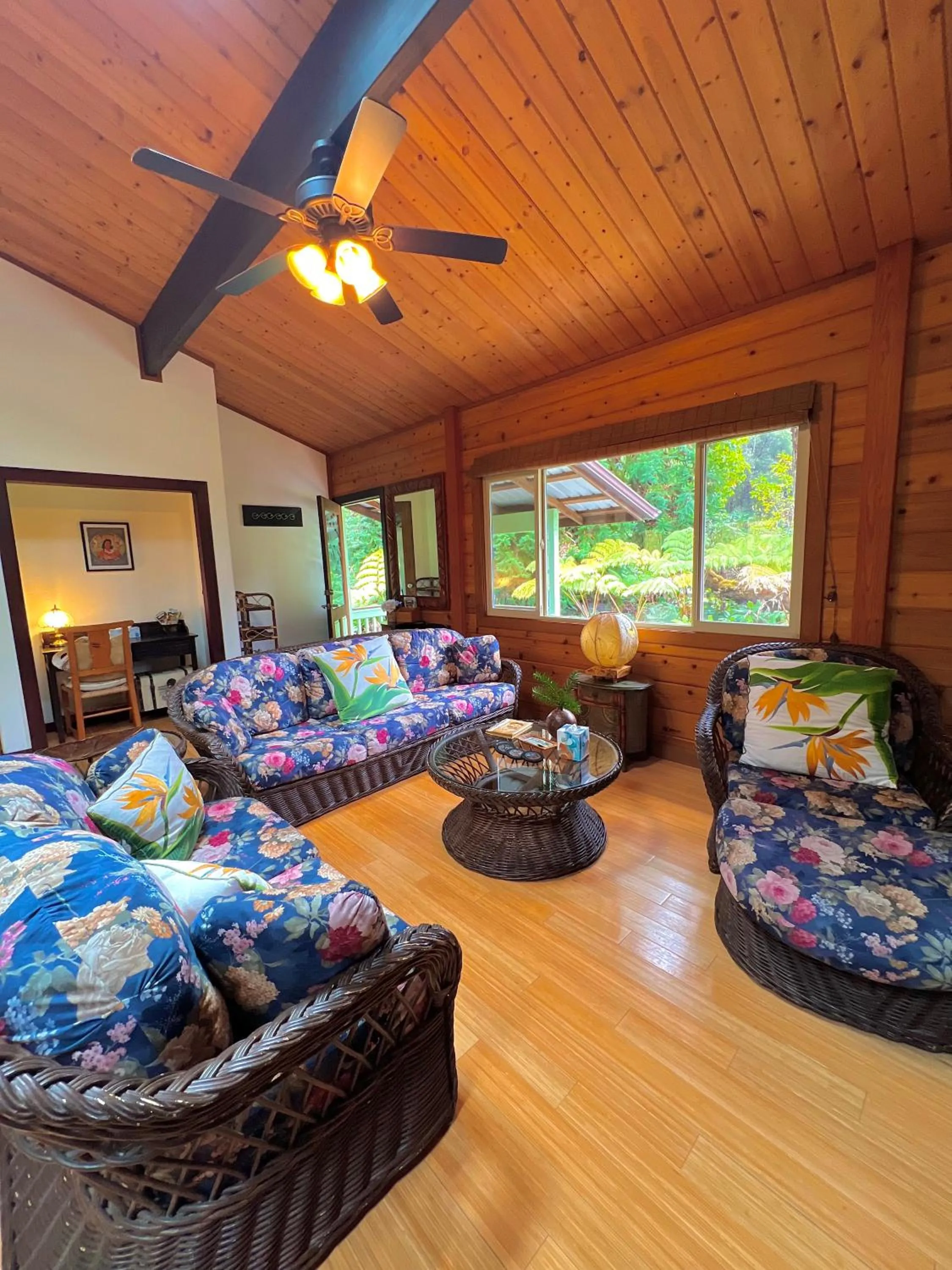 Living room in Volcano Hideaway Cabin as seen on HGTV
