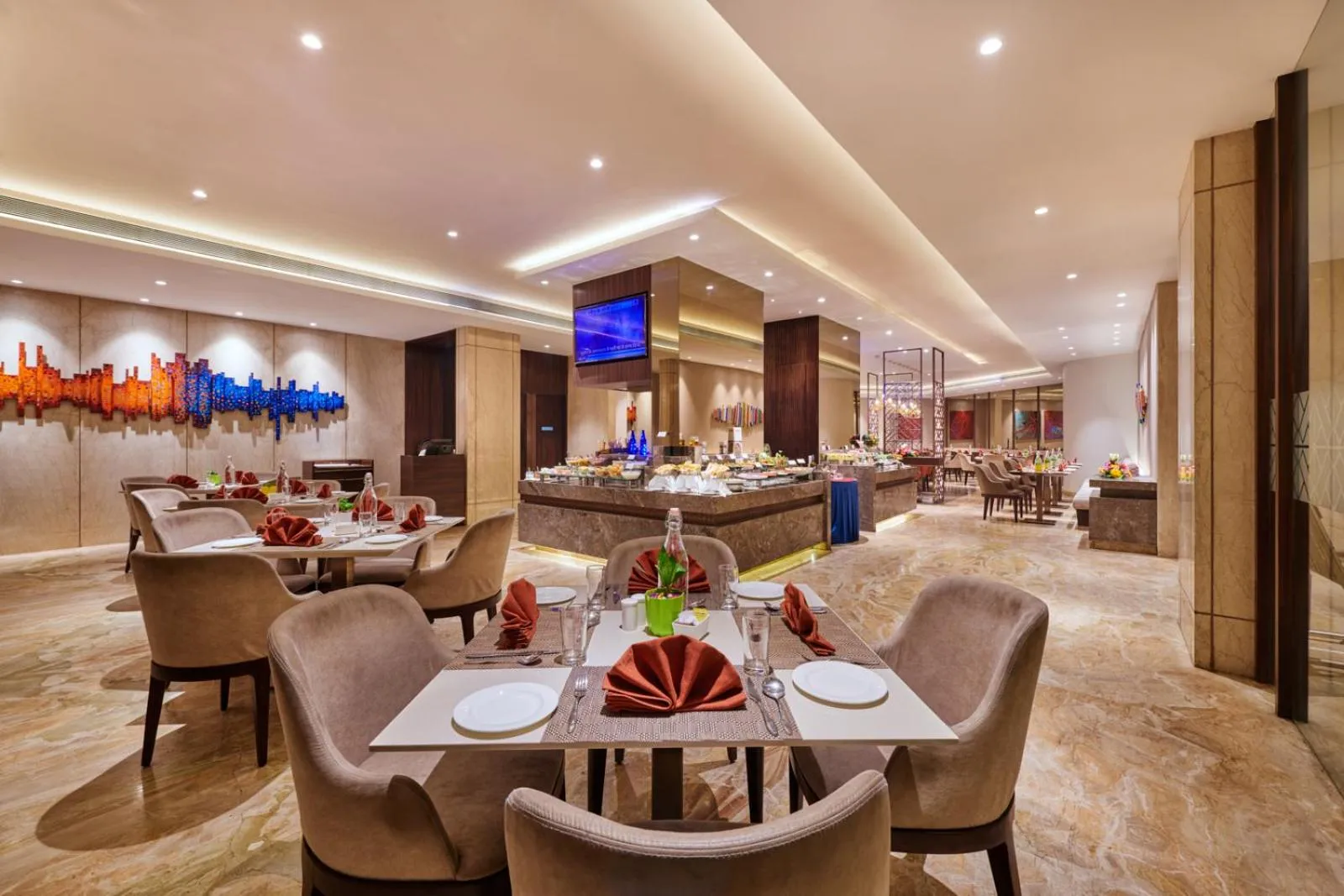 Dining area in The Pride Hotel, Nagpur