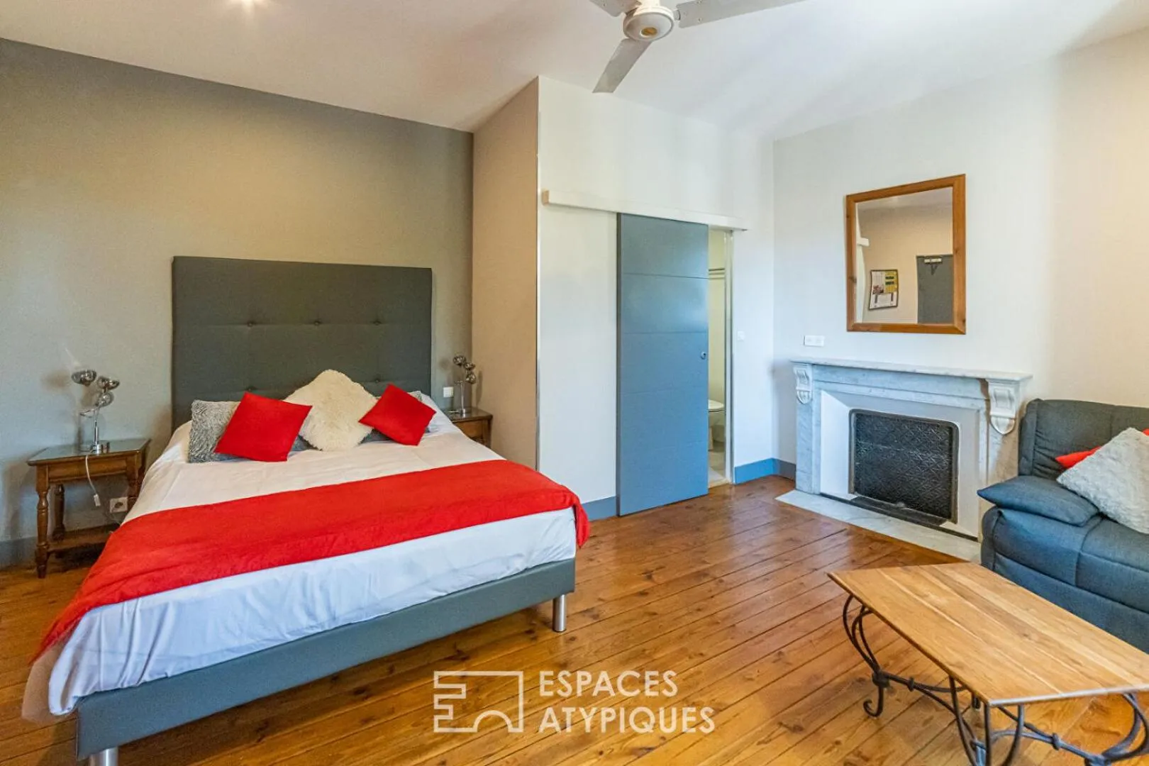 Shower, Bed in Logis Hôtel Restaurant des Corbières