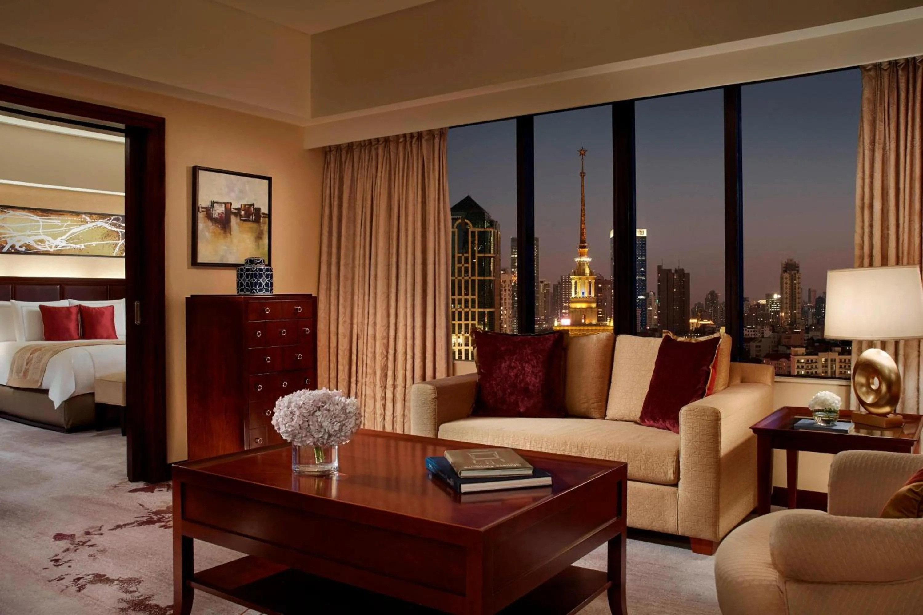 Living room, Bed in The Portman Ritz-Carlton Shanghai - Prime Shanghai hub for elite travelers