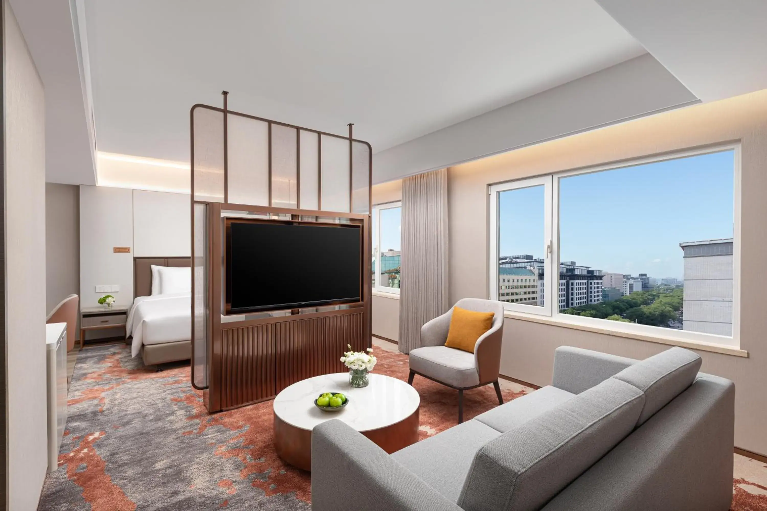 View (from property/room), Bed in Sunworld Dynasty Hotel Beijing Wangfujing View (from property/room), Bed in Sunworld Dynasty Hotel Beijing Wangfujing