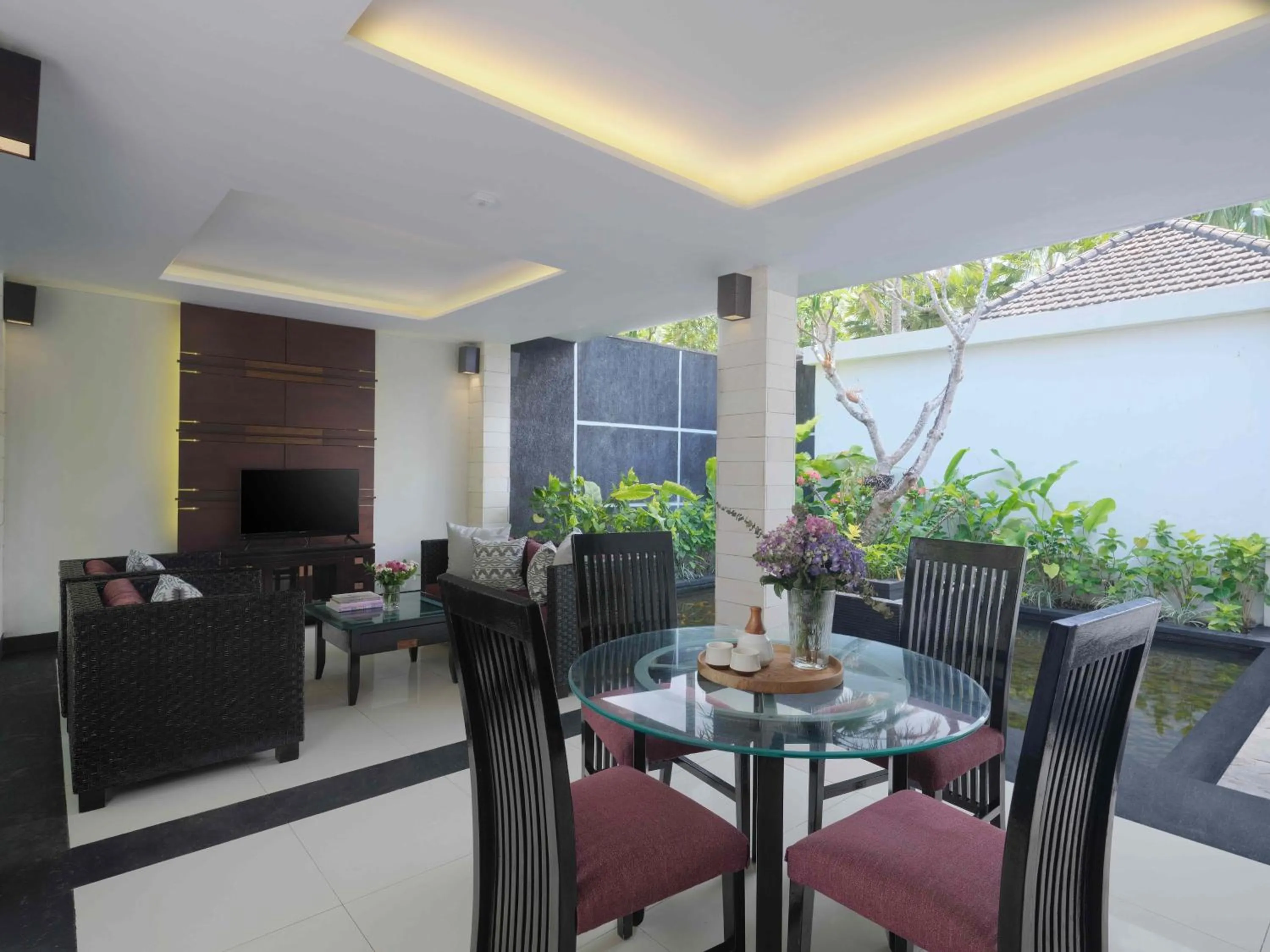 Seating area in The Ayu Kintamani Villa at Toya Devasya