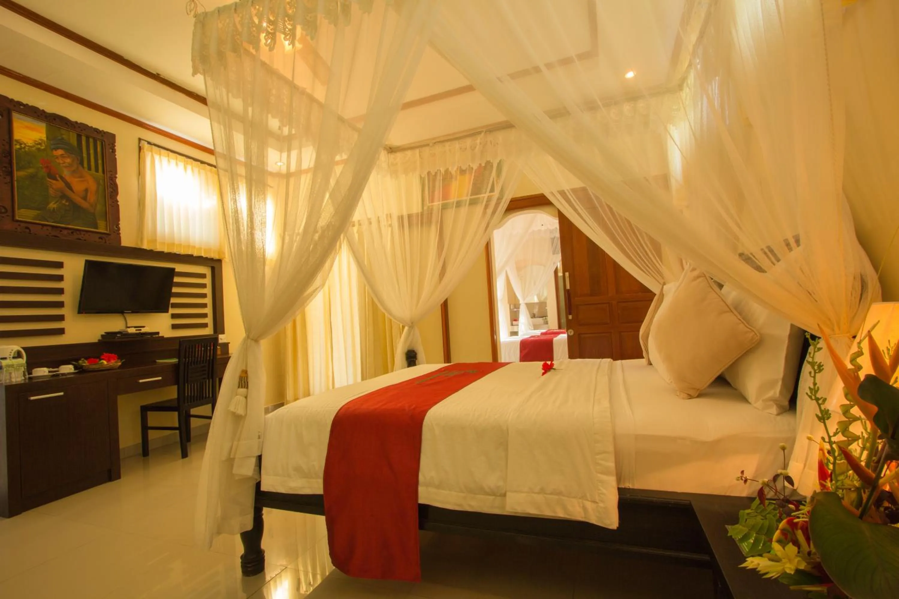 TV and multimedia, Bed in Arya Amed Beach Resort and Dive Center