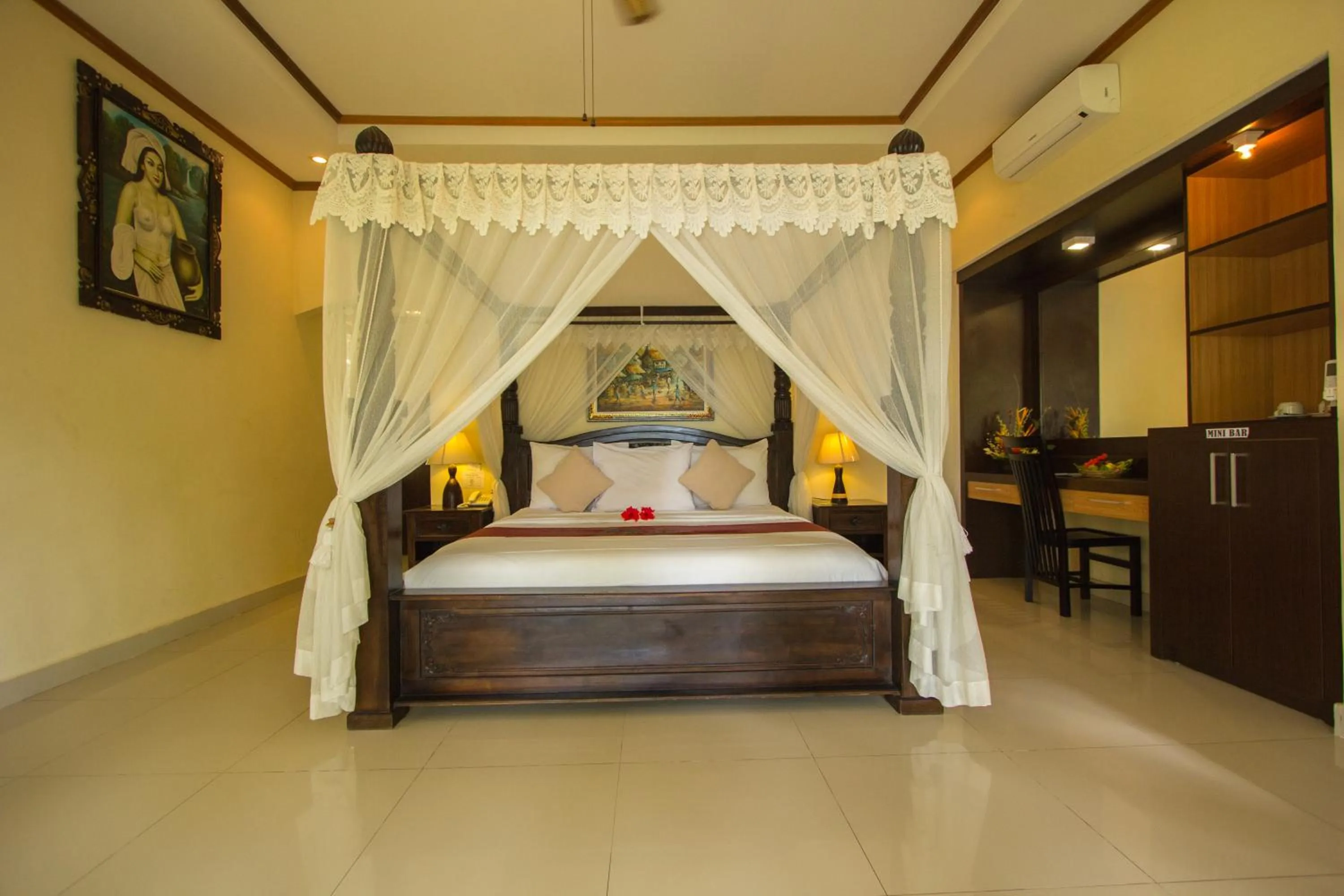 Bed in Arya Amed Beach Resort and Dive Center