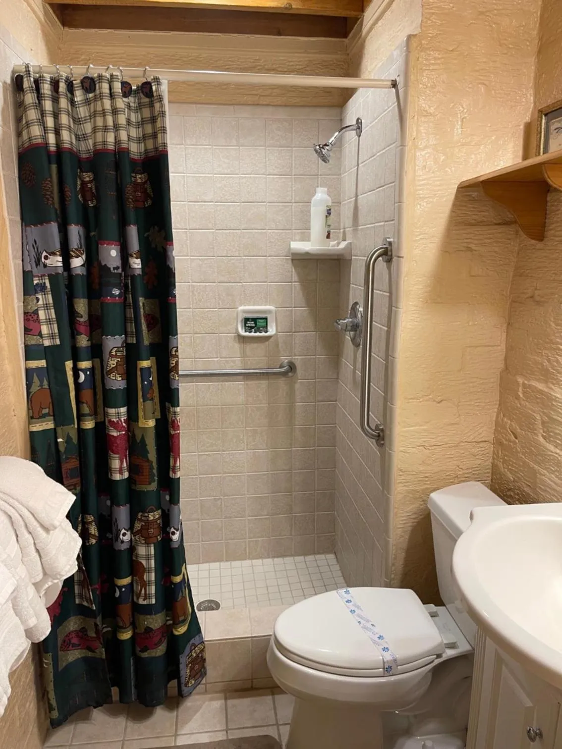 Shower in Mountain Aire Cottages, Inn, & Glamping