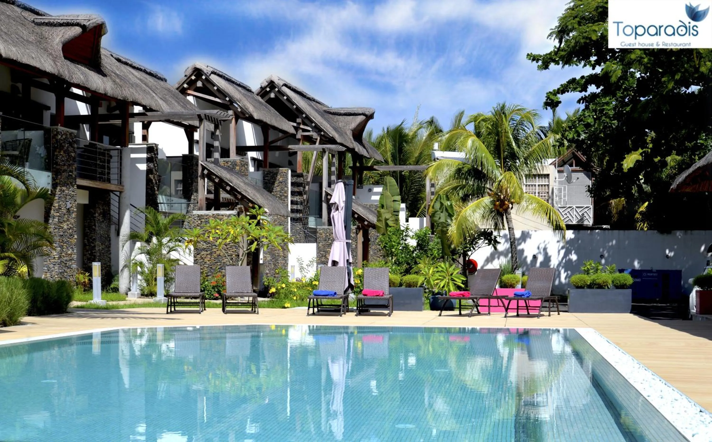 Pool view in Toparadis Guest House
