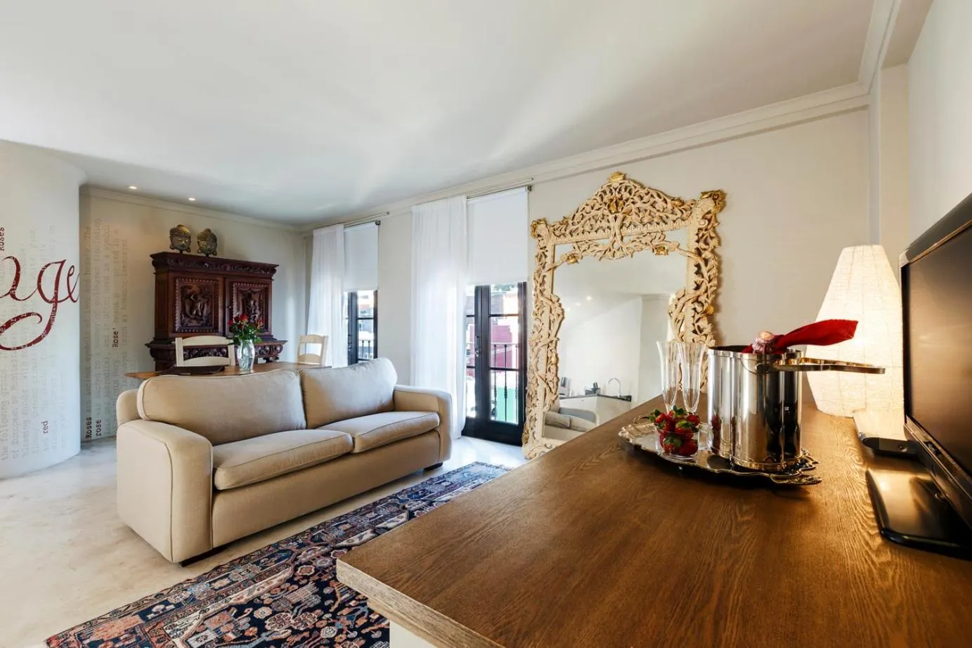 Seating area in Rouge on Rose Boutique Hotel