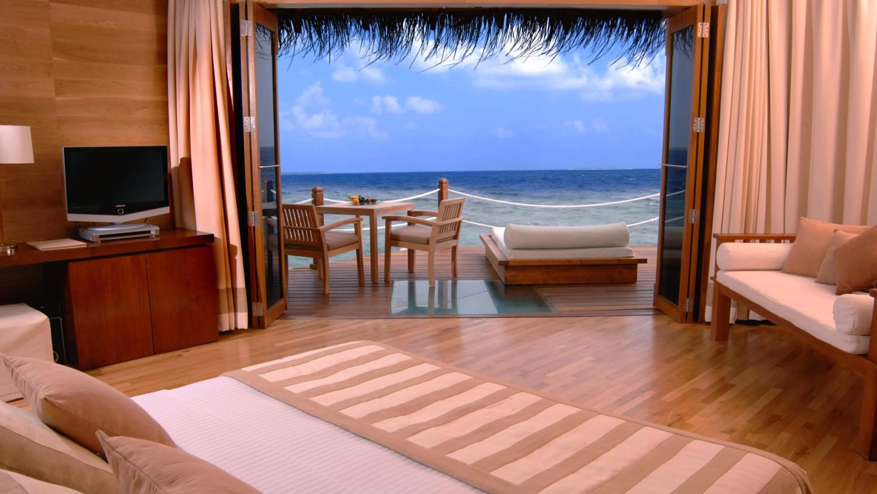 Bedroom, Bed in Adaaran Prestige Water Villas - with Dine around Premium All inclusive - 24 hours