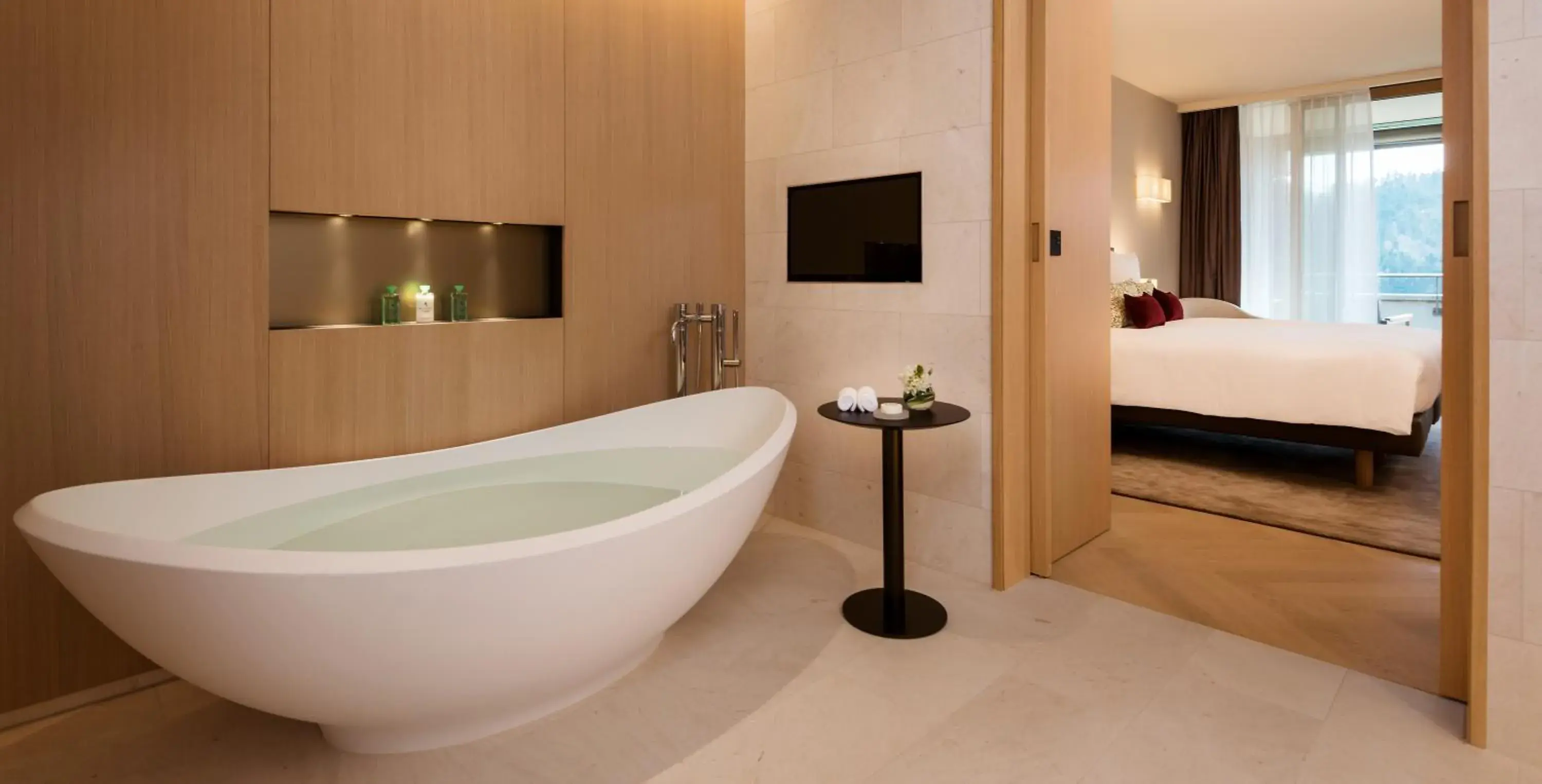 Bed in Waldhotel by Bürgenstock Bed in Waldhotel by Bürgenstock