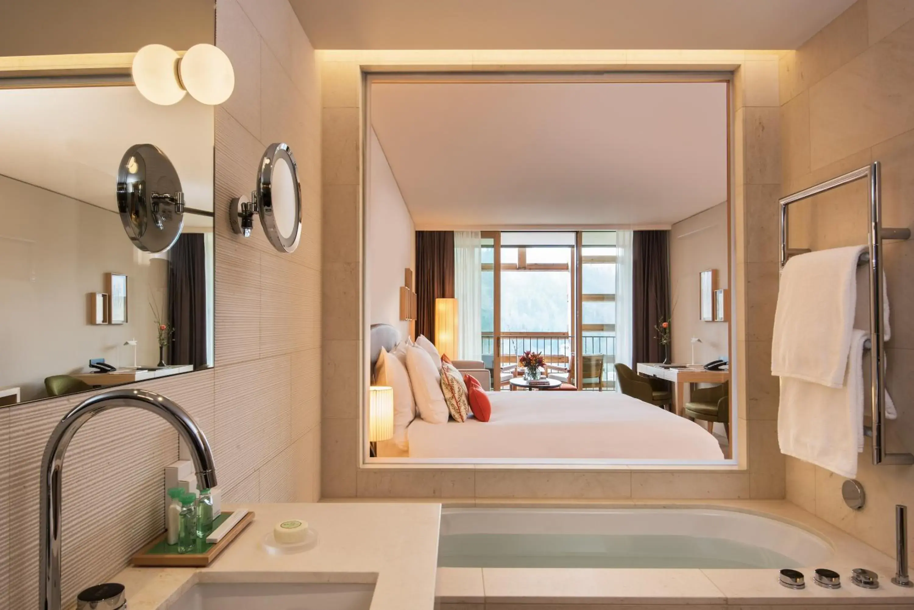 Bed in Waldhotel by Bürgenstock Bed in Waldhotel by Bürgenstock