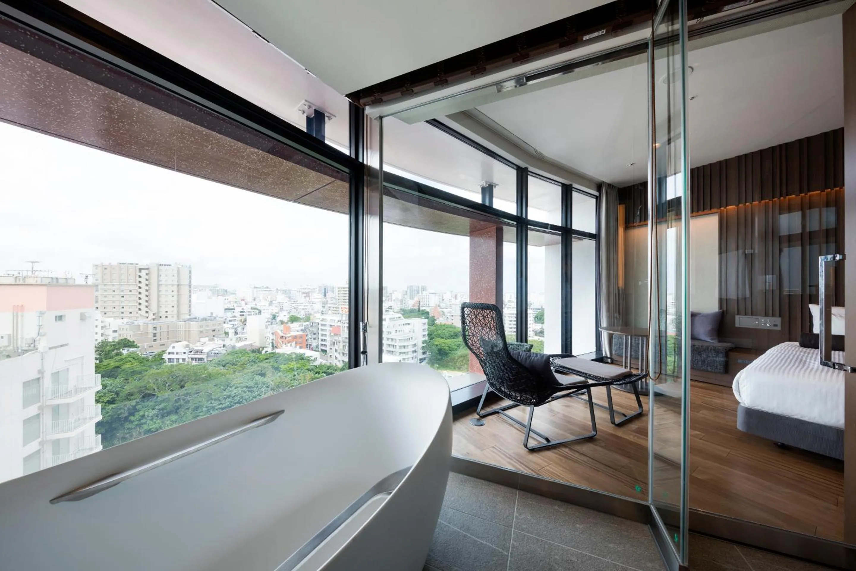 Bathroom, Bed in JR Kyushu Hotel Blossom Naha