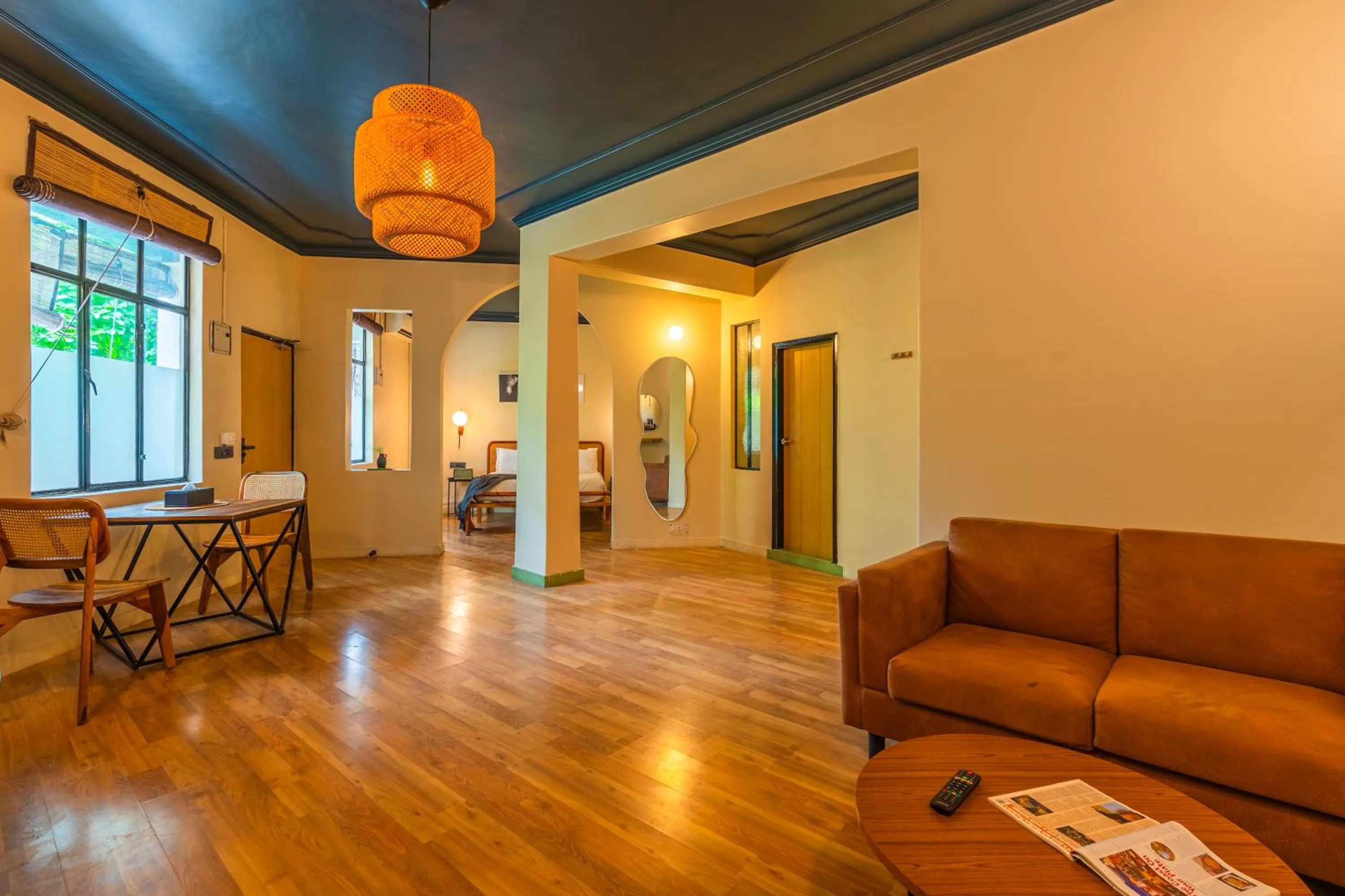 Living room in Minimalist One Hauz Khas Village