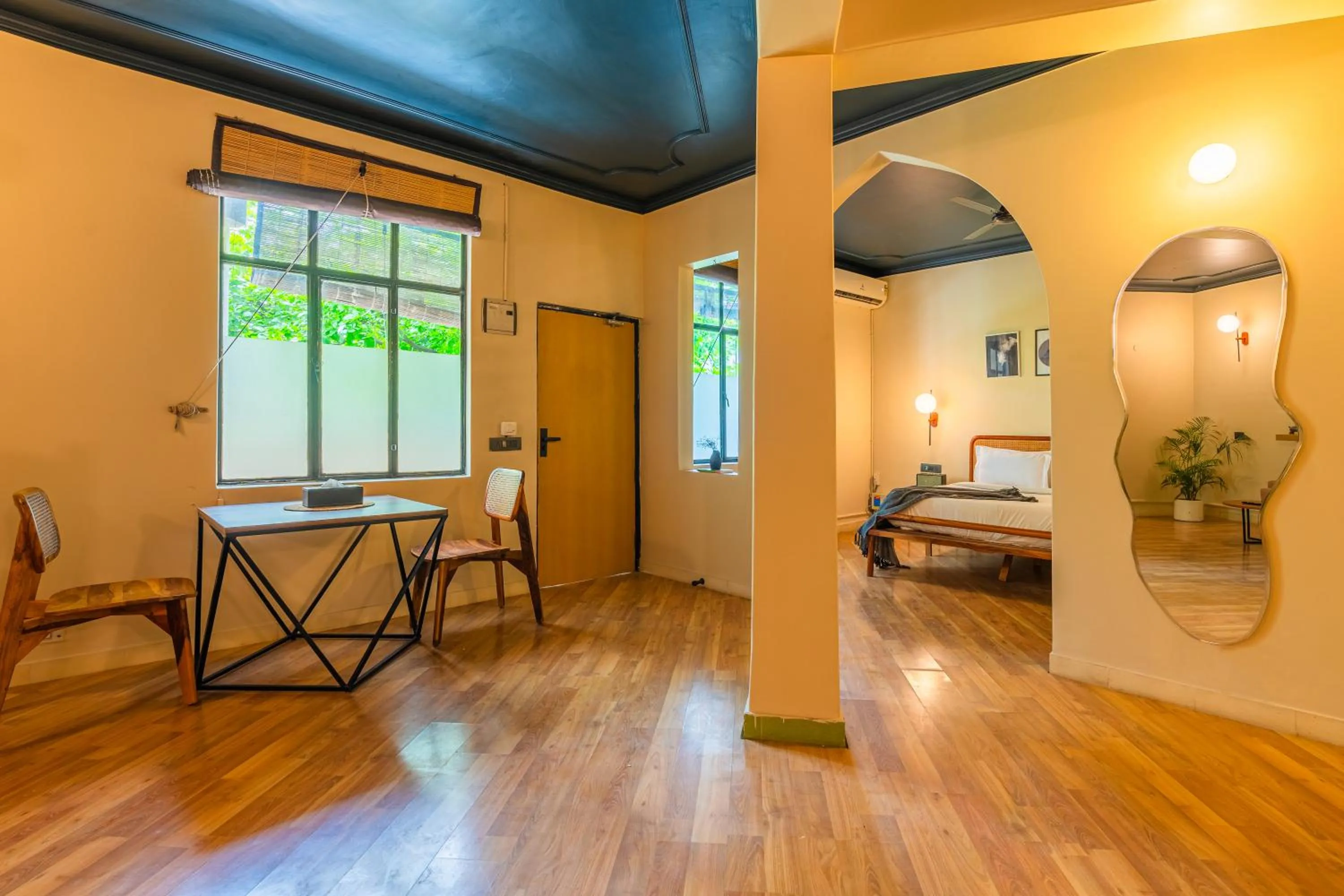 Living room, Bed in Minimalist One Hauz Khas Village