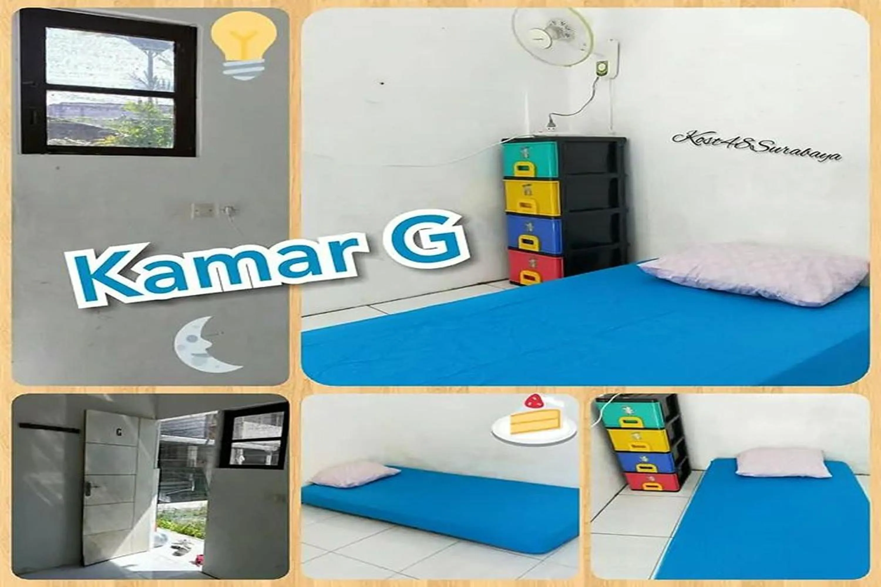 Text overlay, Bed in Kost 48 Surabaya