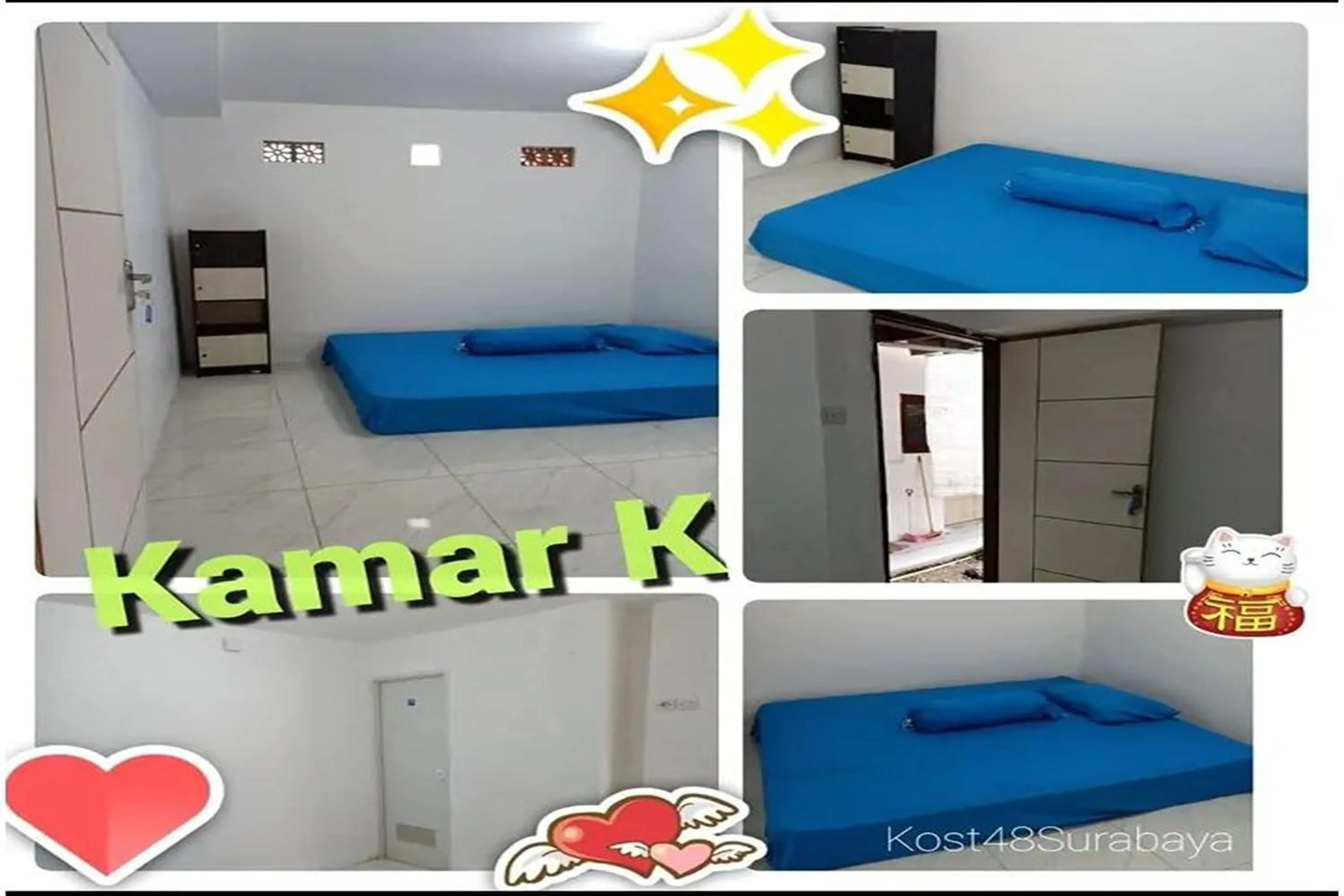 Text overlay, Bed in Kost 48 Surabaya