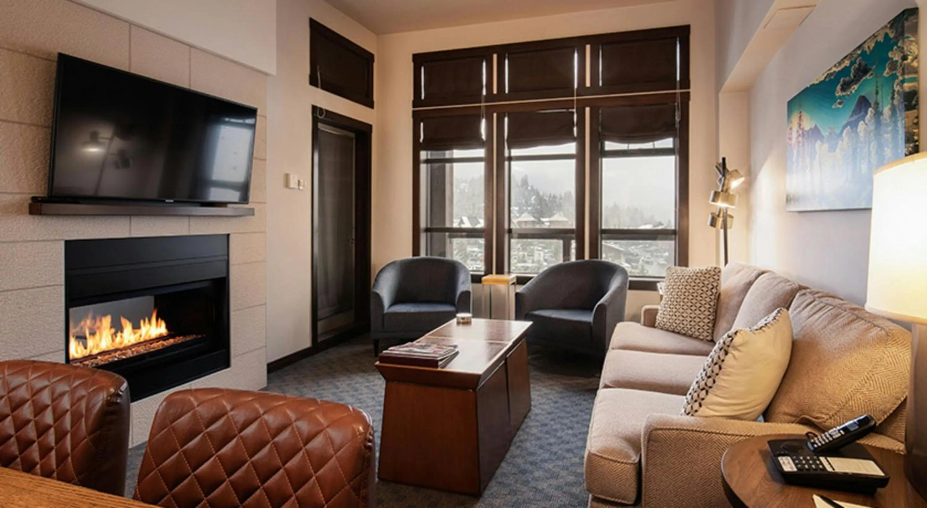 Living room in Evolution Whistler, by Lodging Ovations