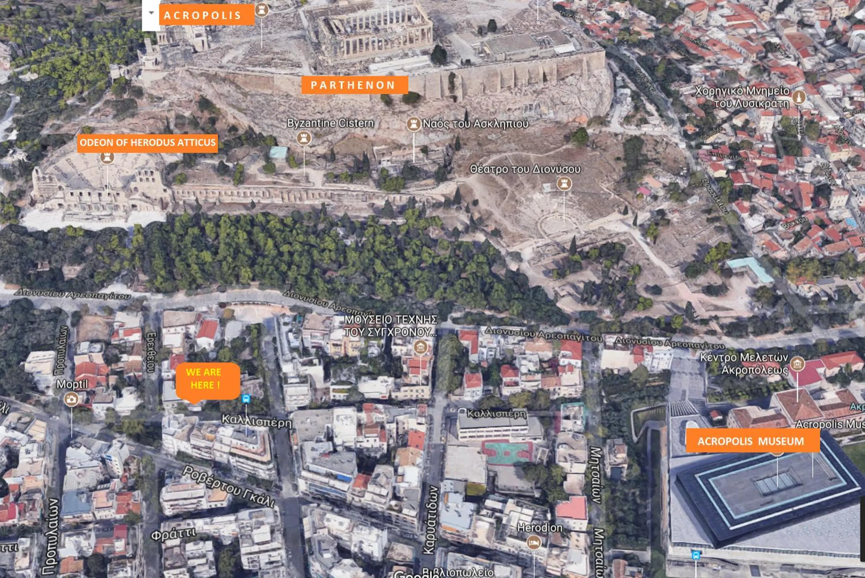 Bird's eye view in Under the shade of Acropolis by YHA