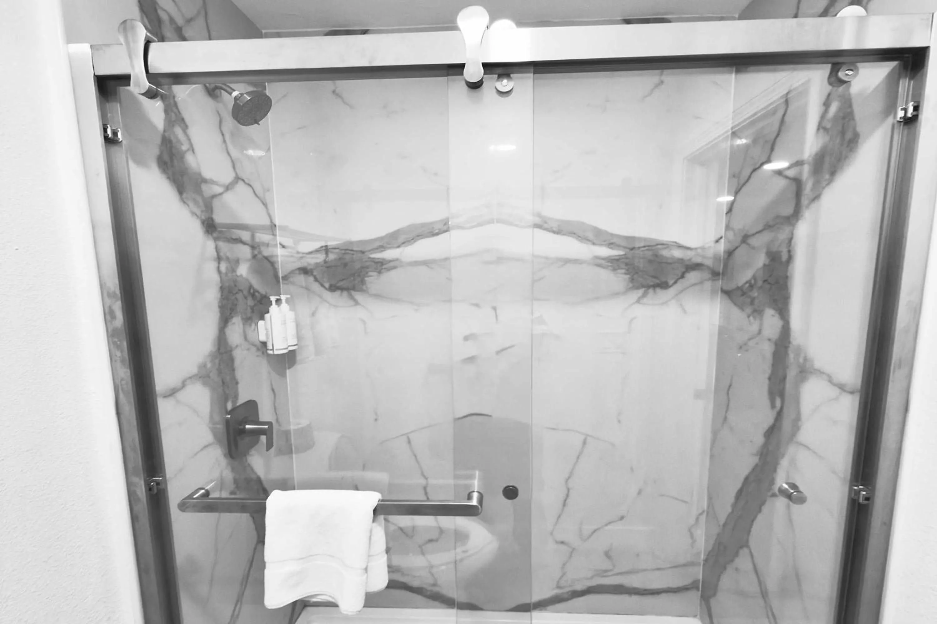 Bathroom in Super 8 by Wyndham Visalia