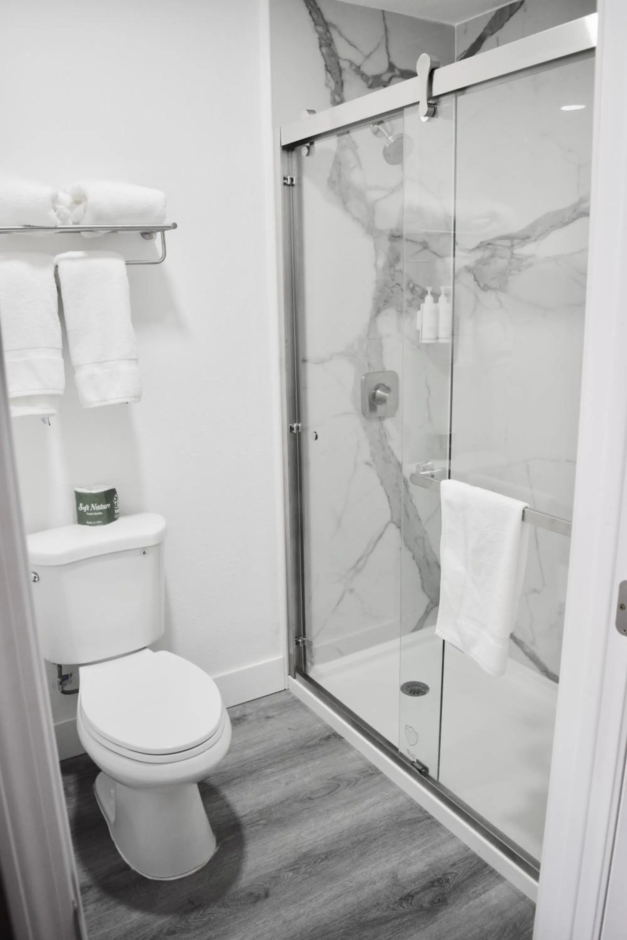 Bathroom in Super 8 by Wyndham Visalia