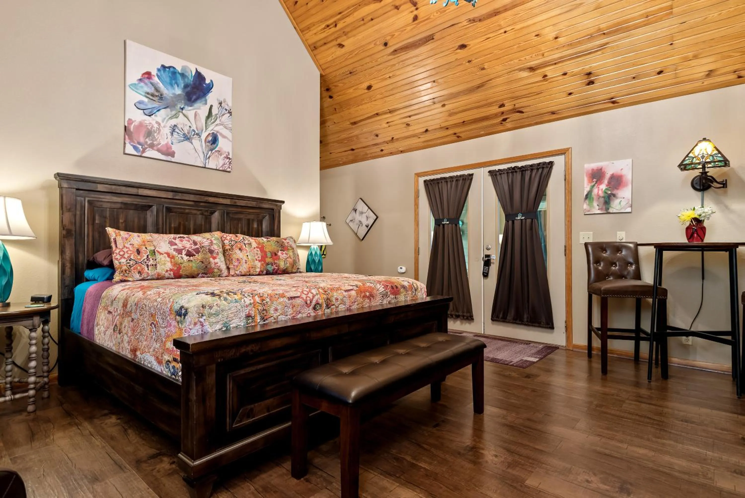 View (from property/room), Bed in The Woods Cabins