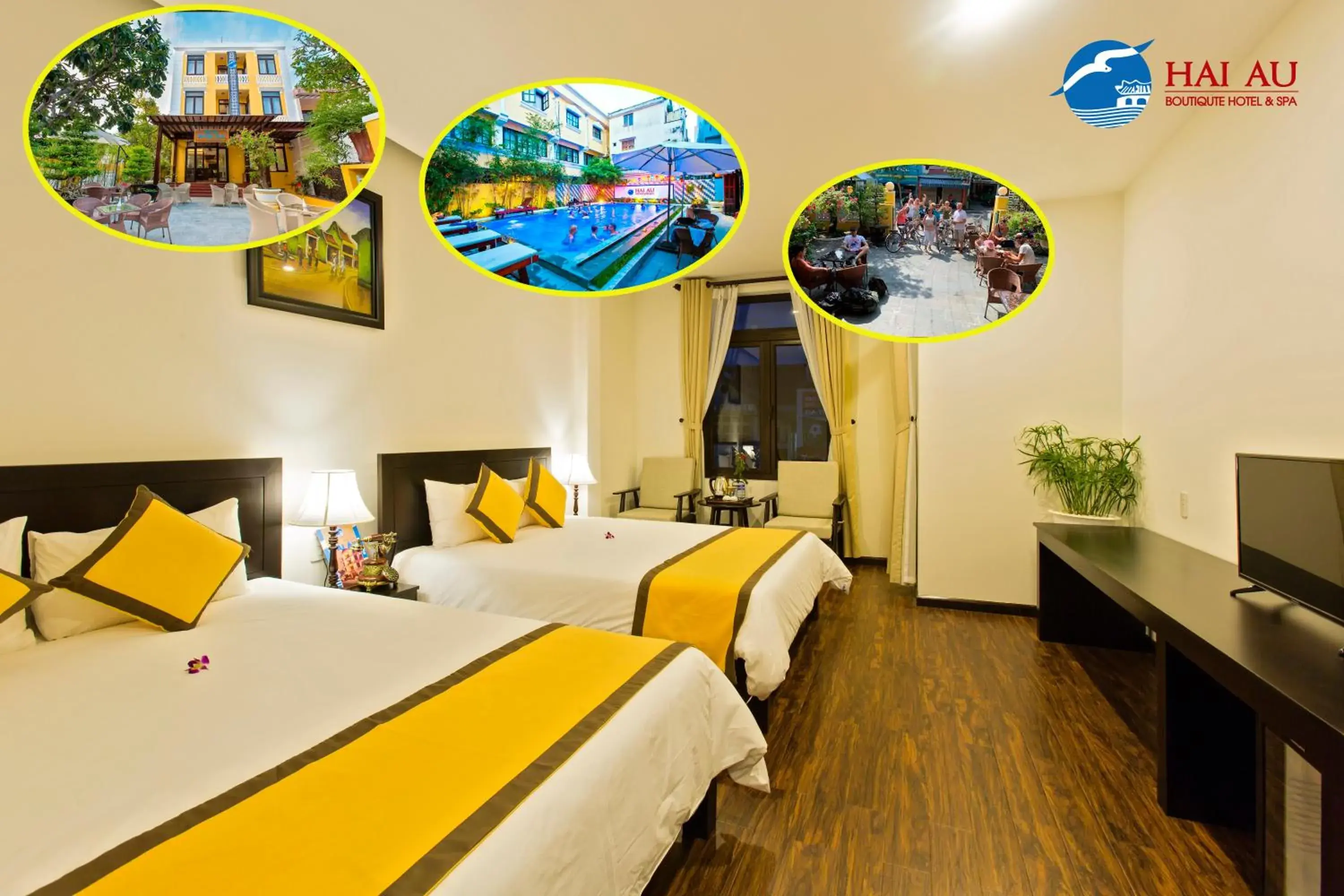 Photo of the whole room, Bed in Hoi An Hai Au Boutique Hotel Photo of the whole room, Bed in Hoi An Hai Au Boutique Hotel