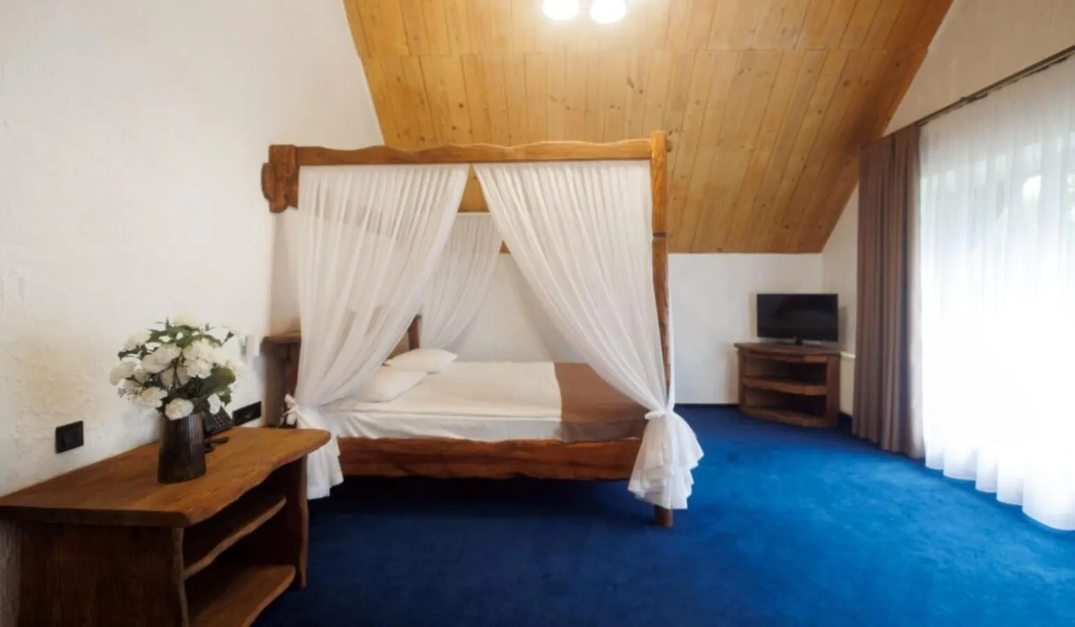 Communal lounge/ TV room, Bed in Drevny Grad Park-hotel