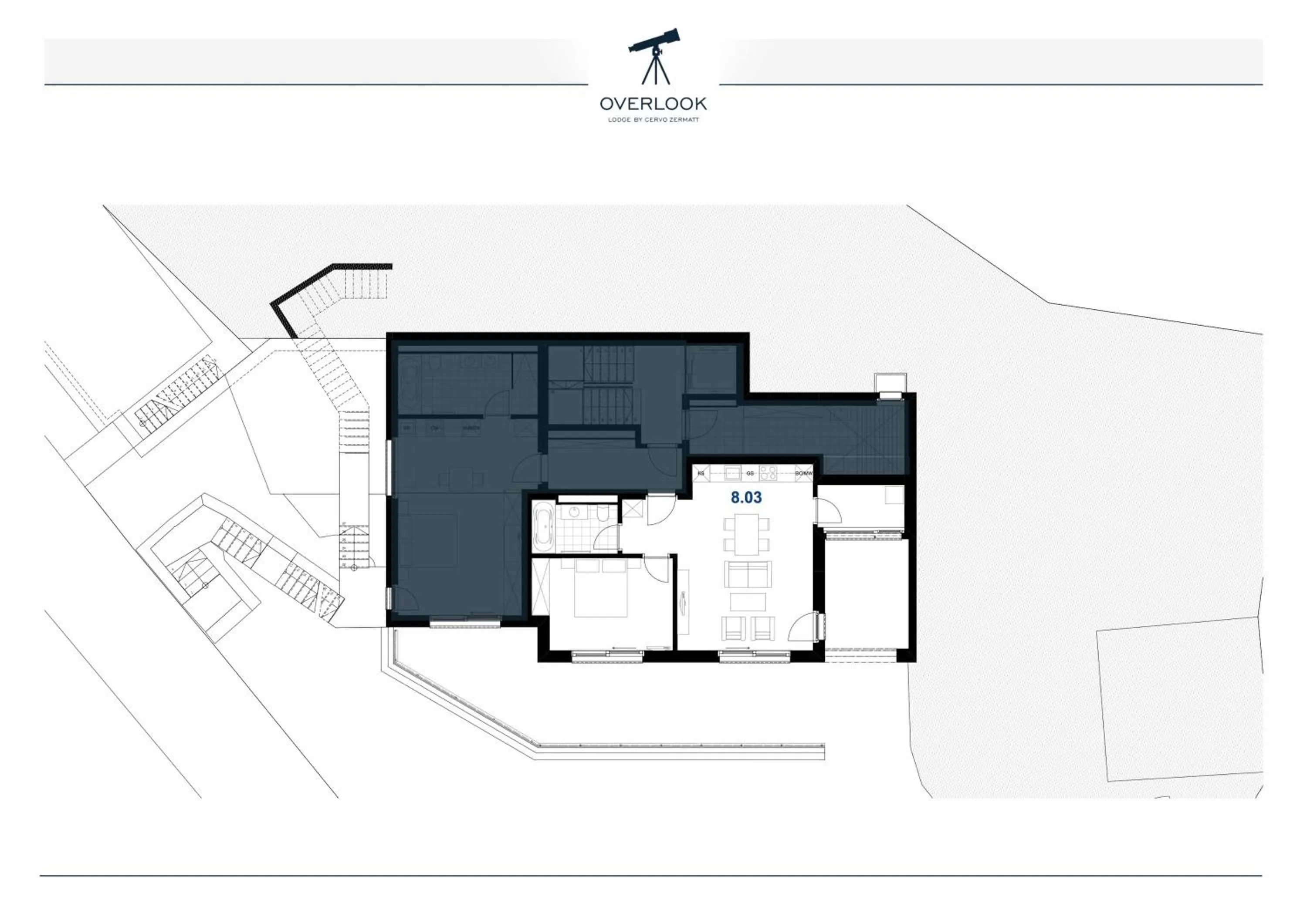Floor plan in OVERLOOK Lodge by CERVO Zermatt