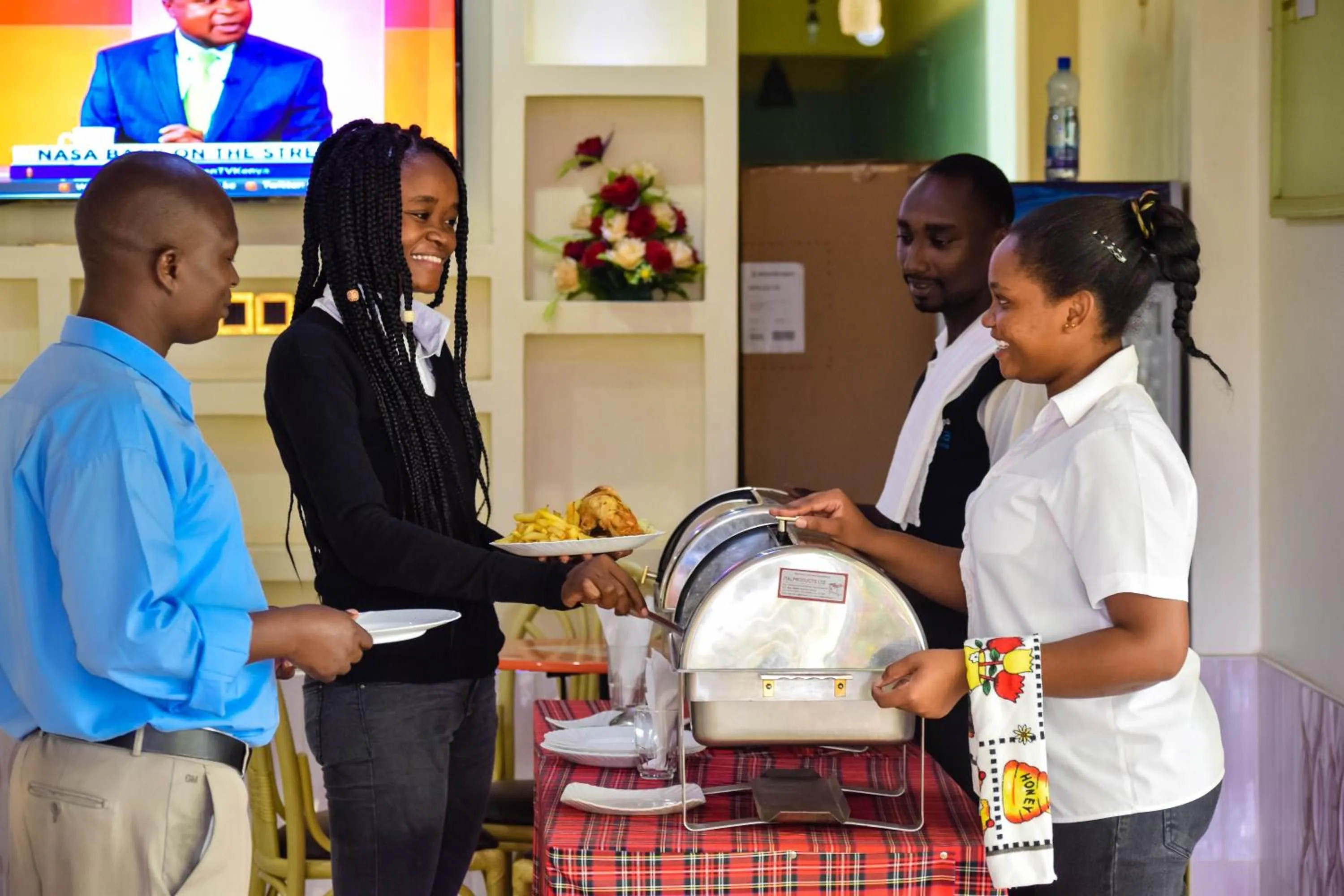 Communal lounge/ TV room in The Joy Hotel