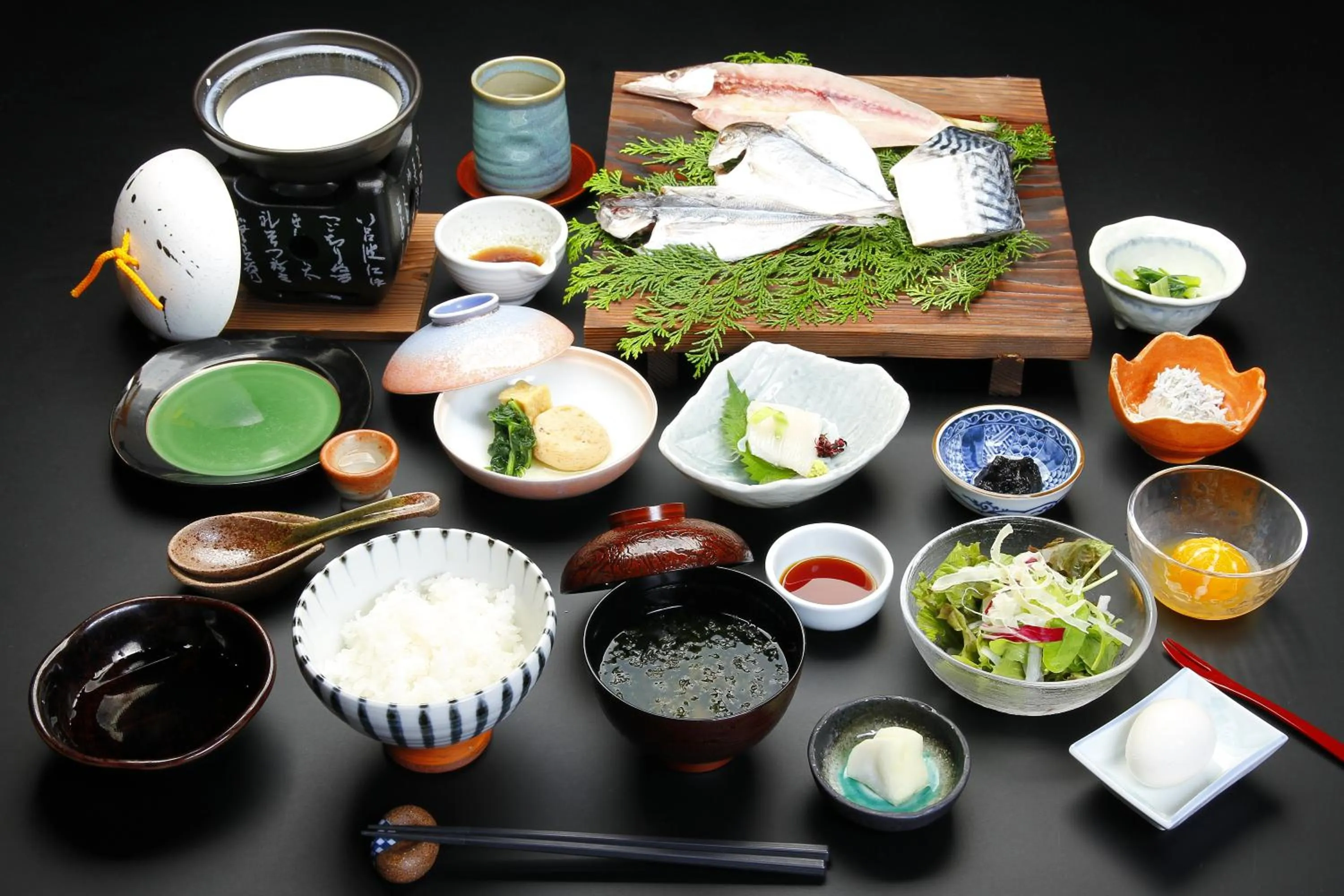 Asian breakfast in Hakone Hoshi no Akari