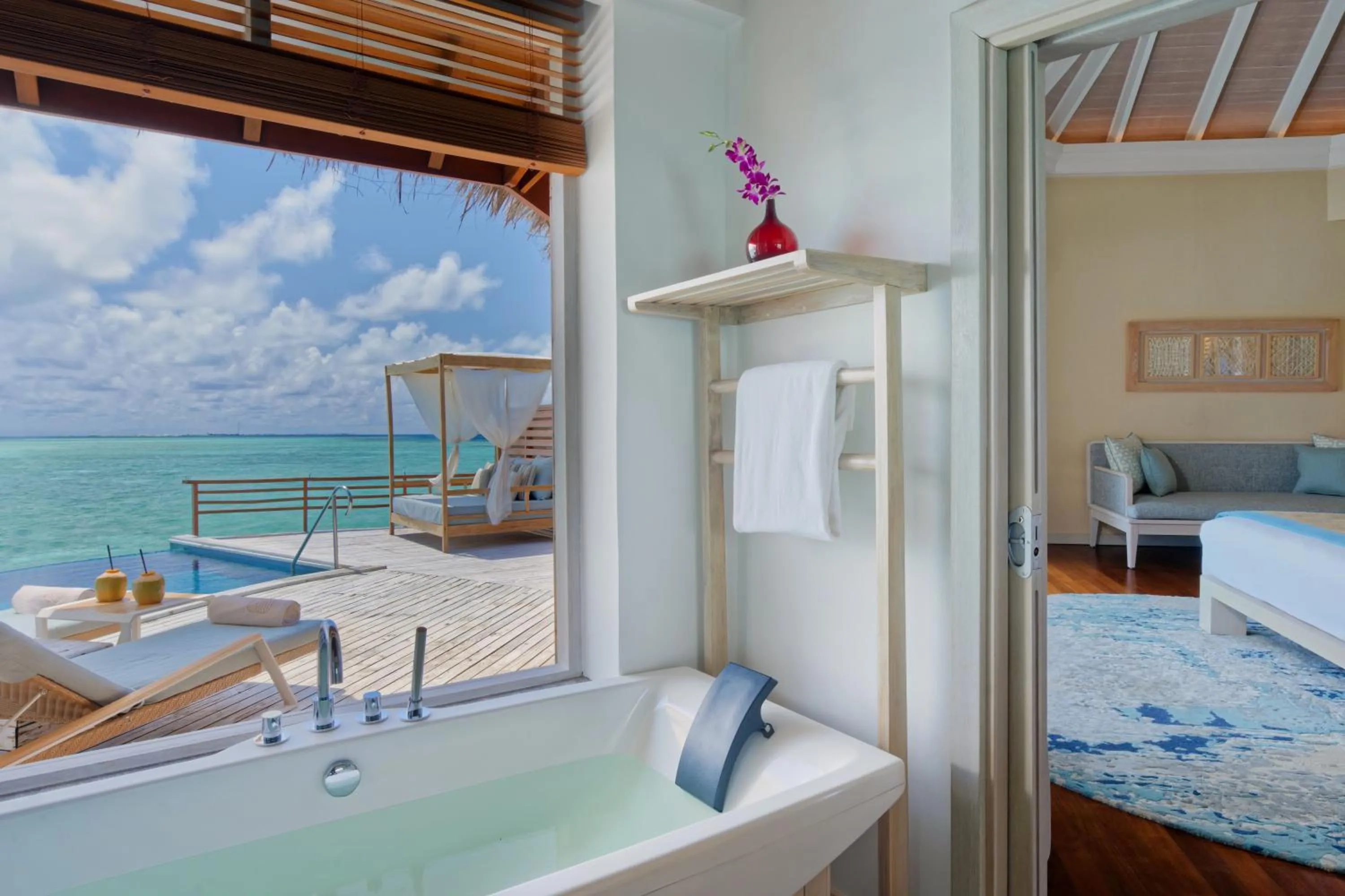 Bathroom, Bed in Baros Maldives