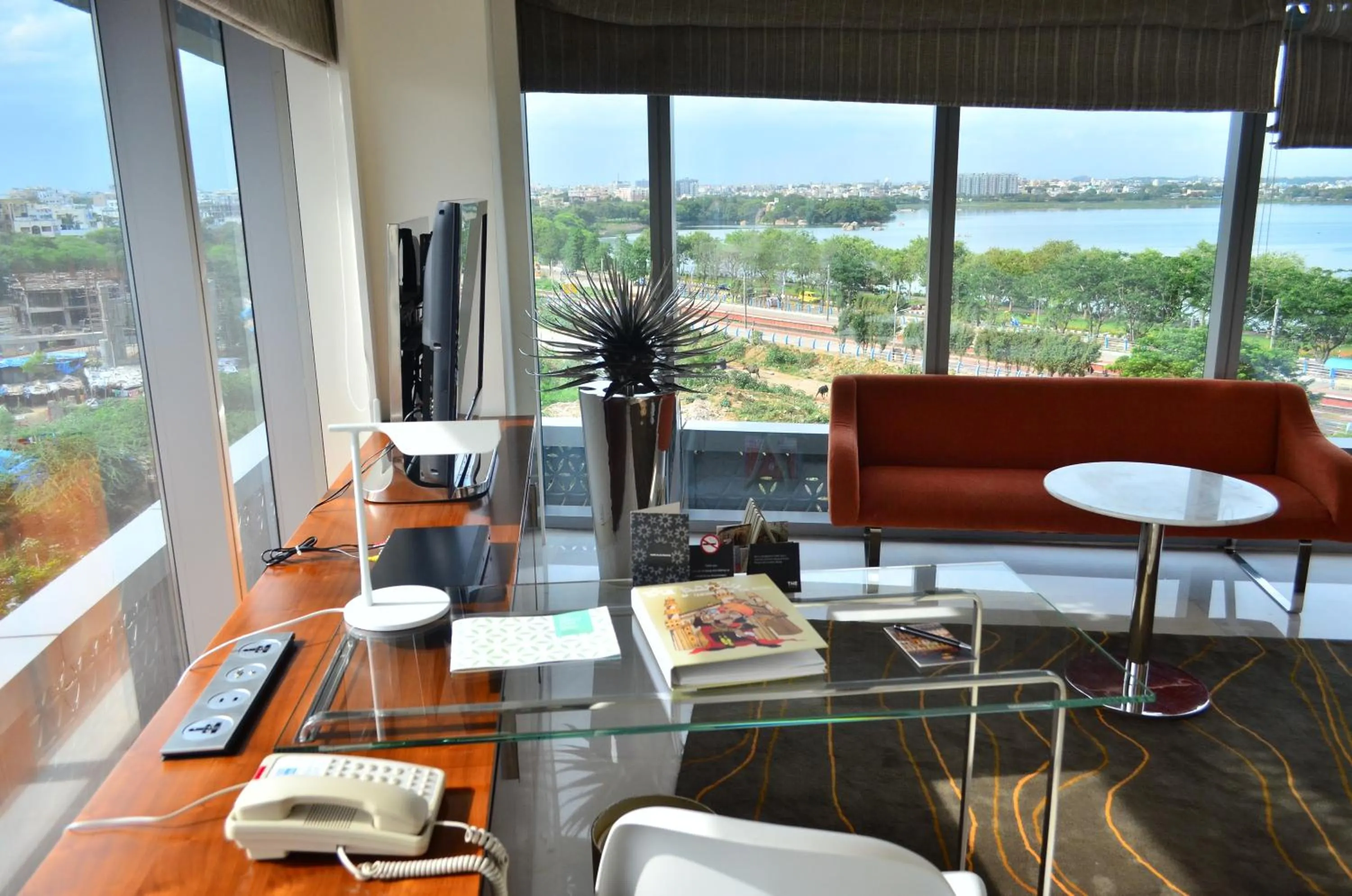 Seating area in The Park Hyderabad, Banjara Hills near Hussain Sagar Lake