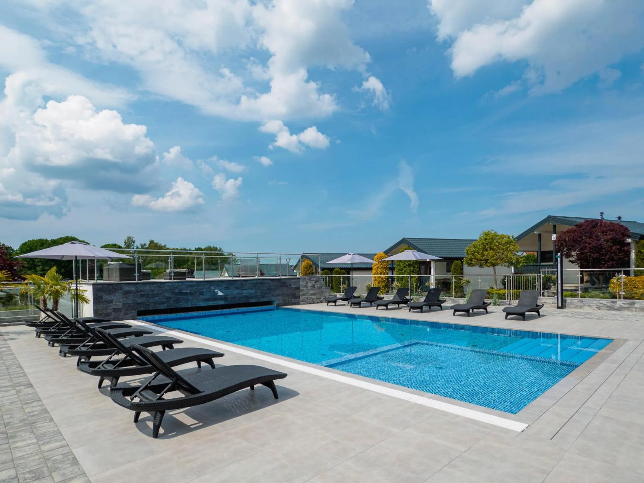 Pool view in Domki Alan Jarosławiec