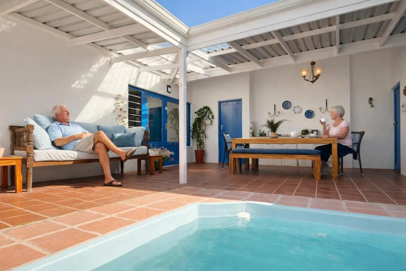 Inner courtyard view in BlueSky Arniston Boutique Guesthouse
