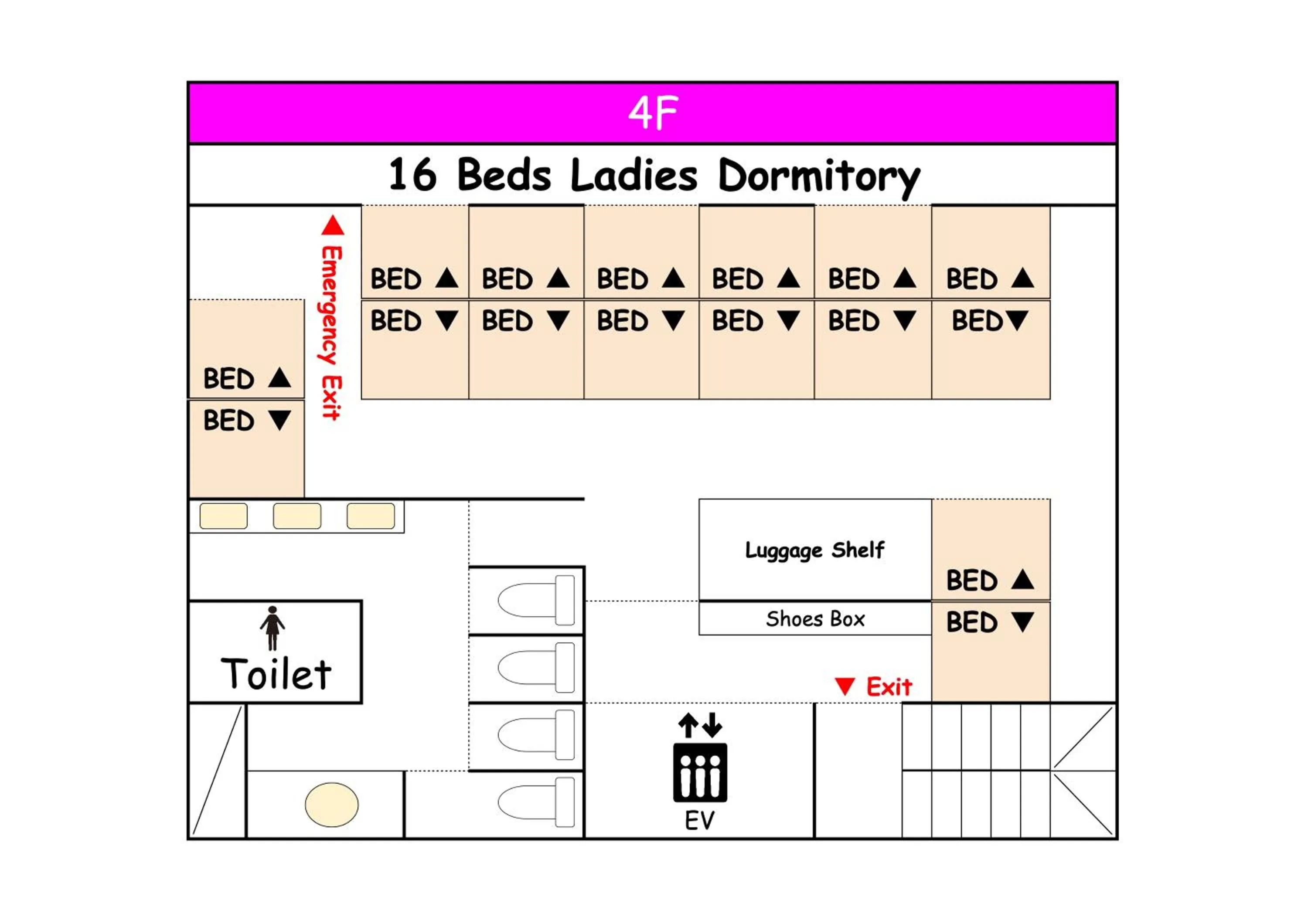 Floor plan in TOKYO-W-INN Asakusa