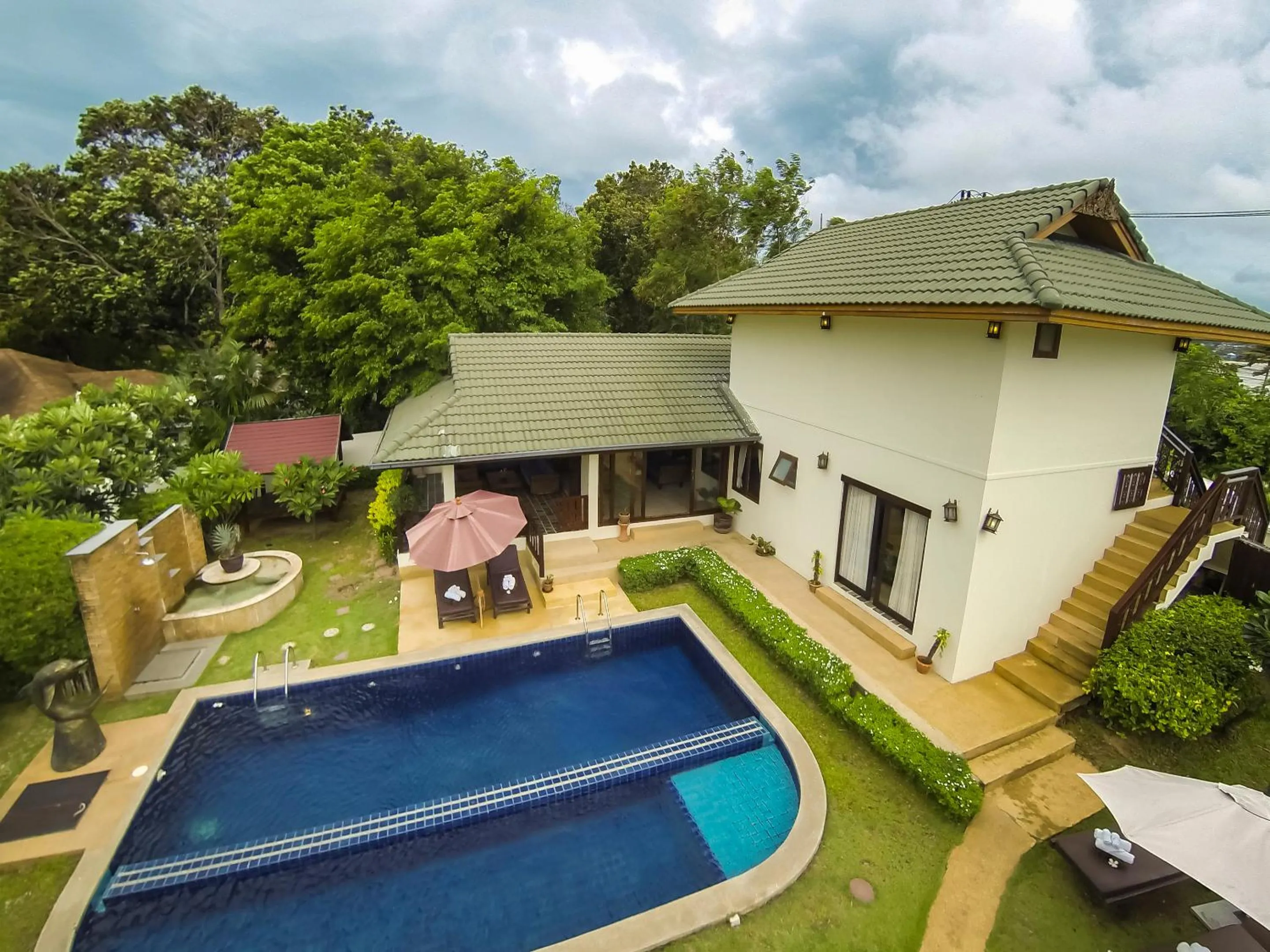 Bird's eye view in Idyllic Samui Beach Villa Resort