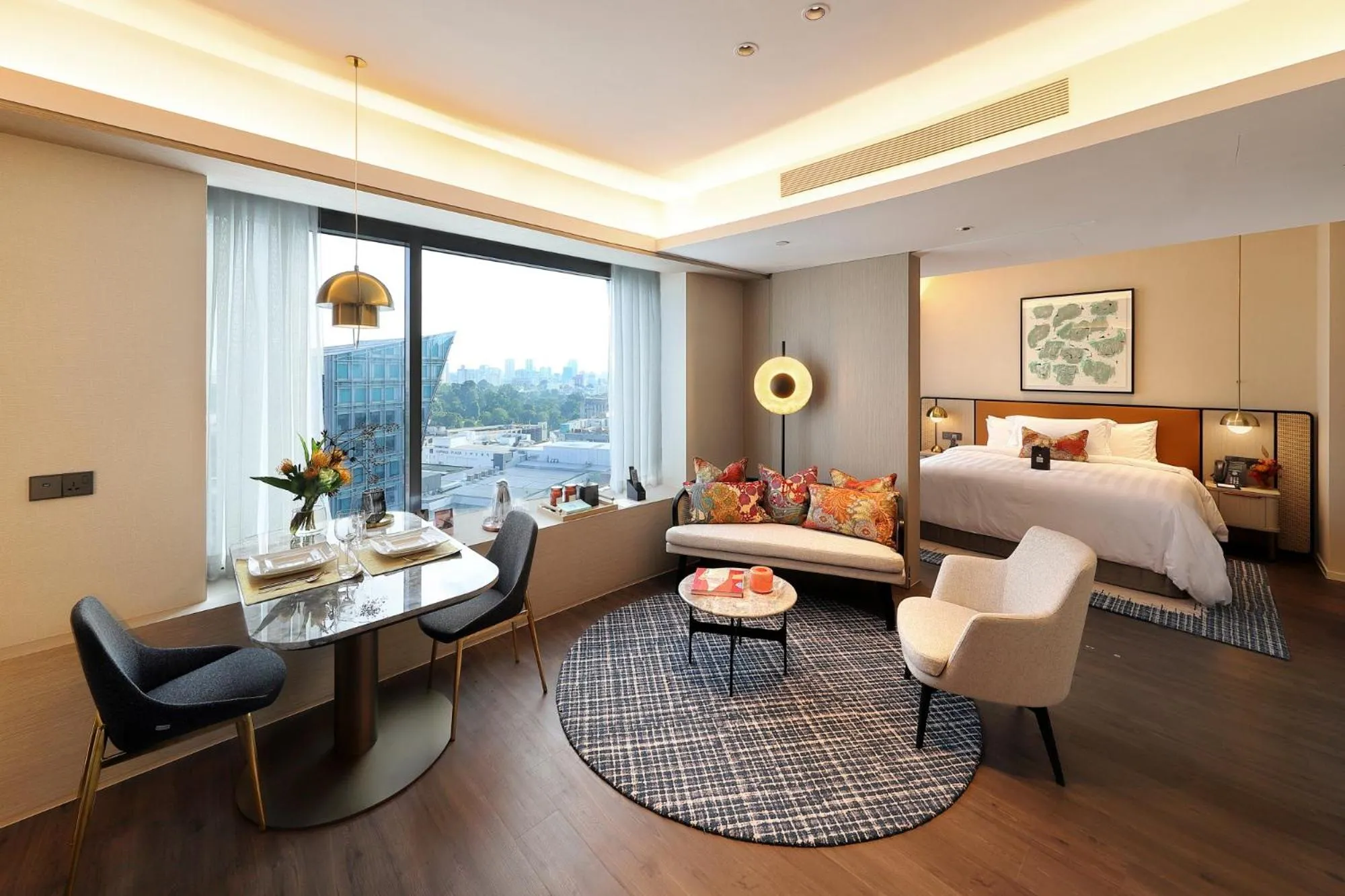 Living room, Bed in Pan Pacific Serviced Suites Orchard, Singapore