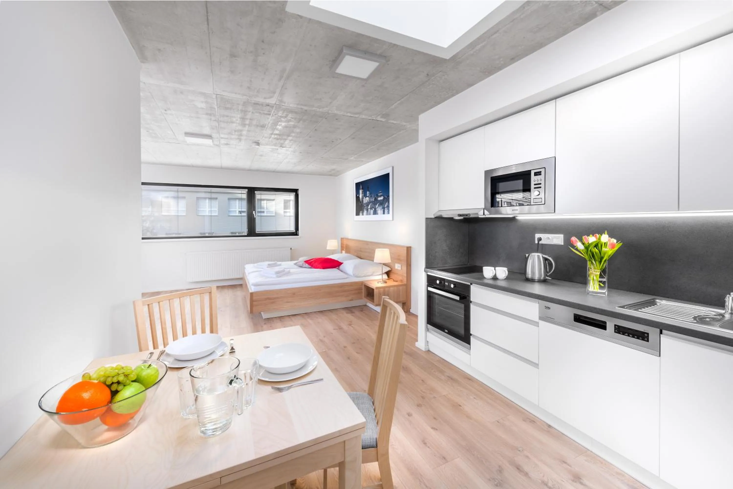 Kitchen or kitchenette in DownTown Suites Belohorska