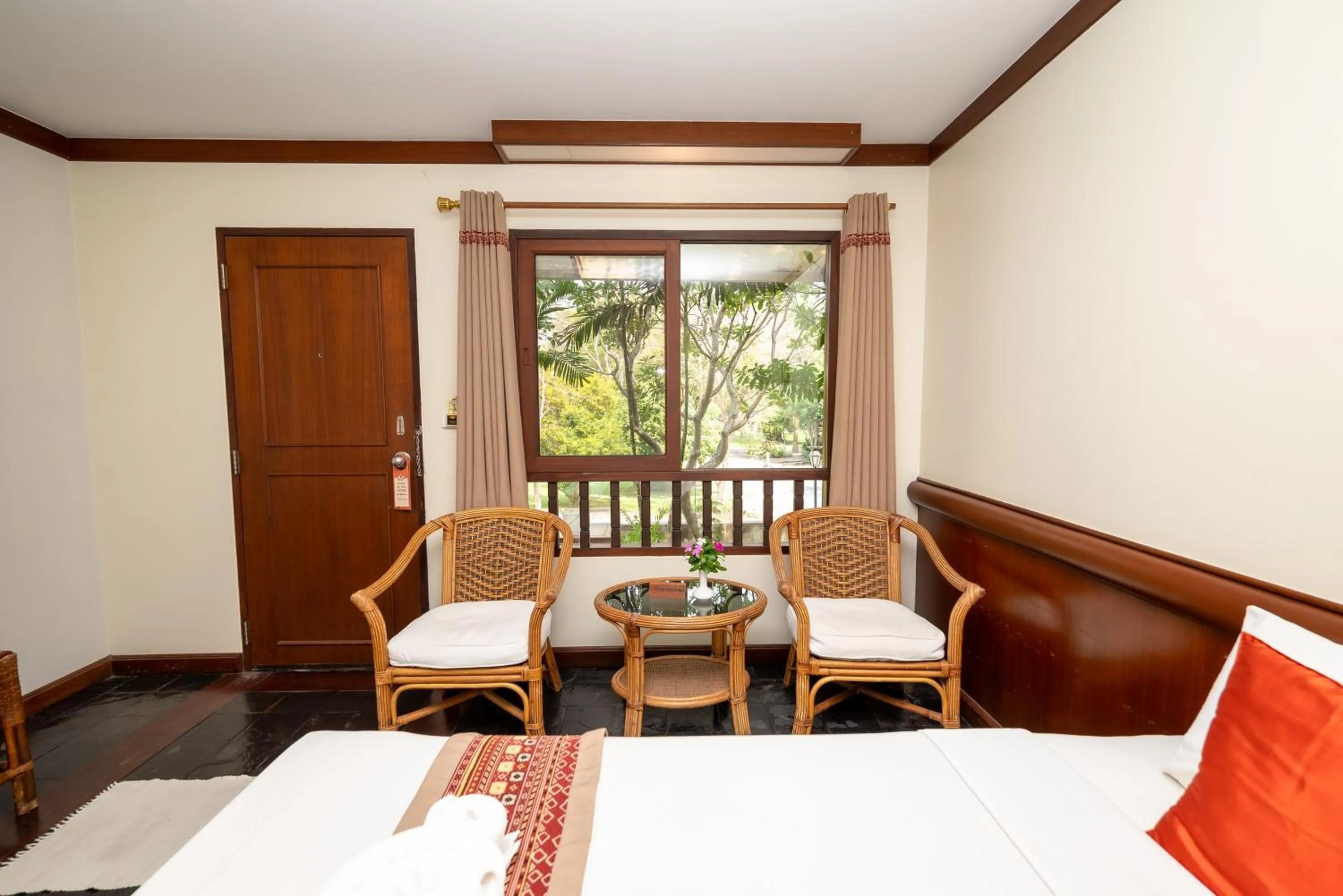 View (from property/room), Bed in Comsaed River Kwai Resort