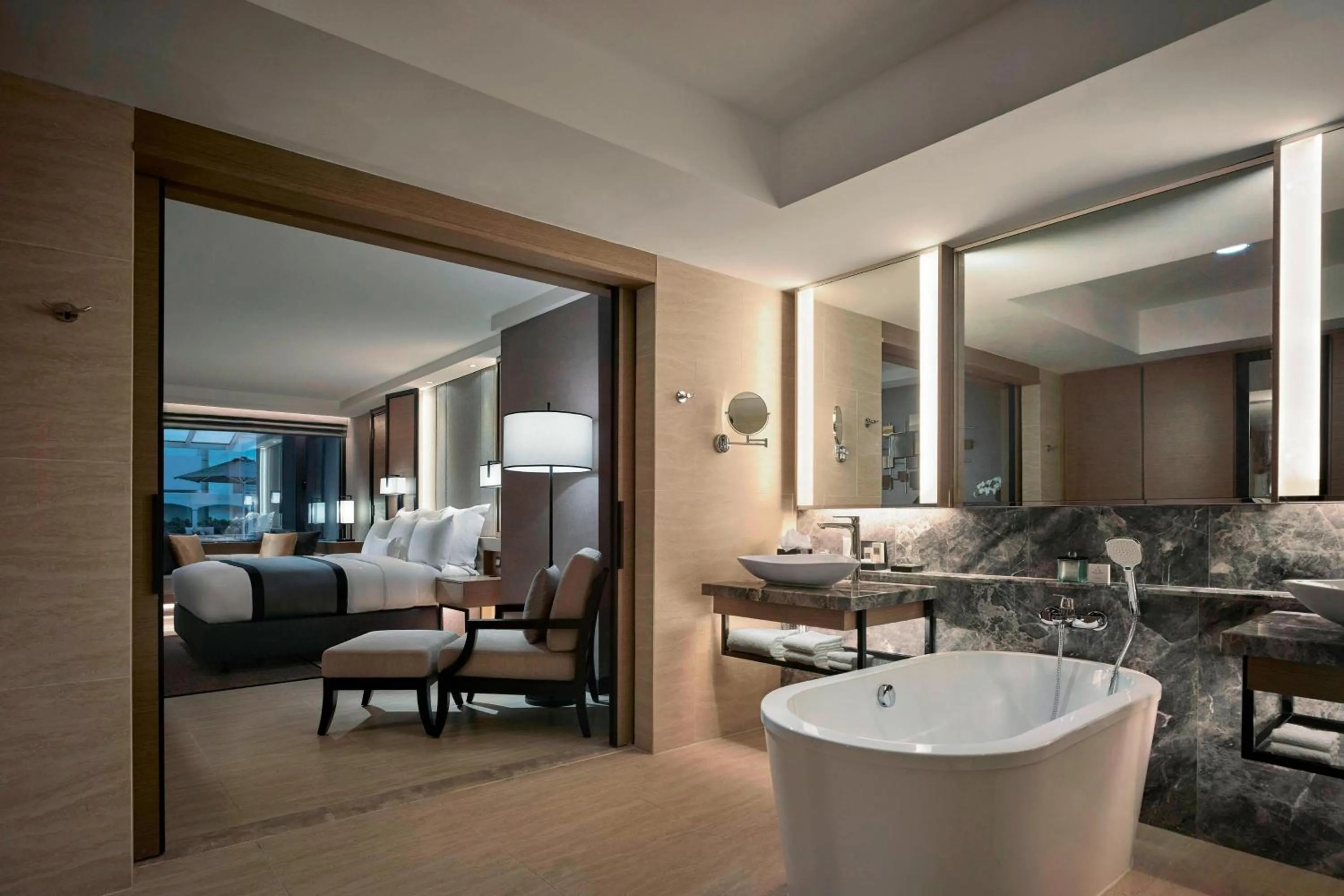 Bathroom, Bed in JW Marriott Kuala Lumpur