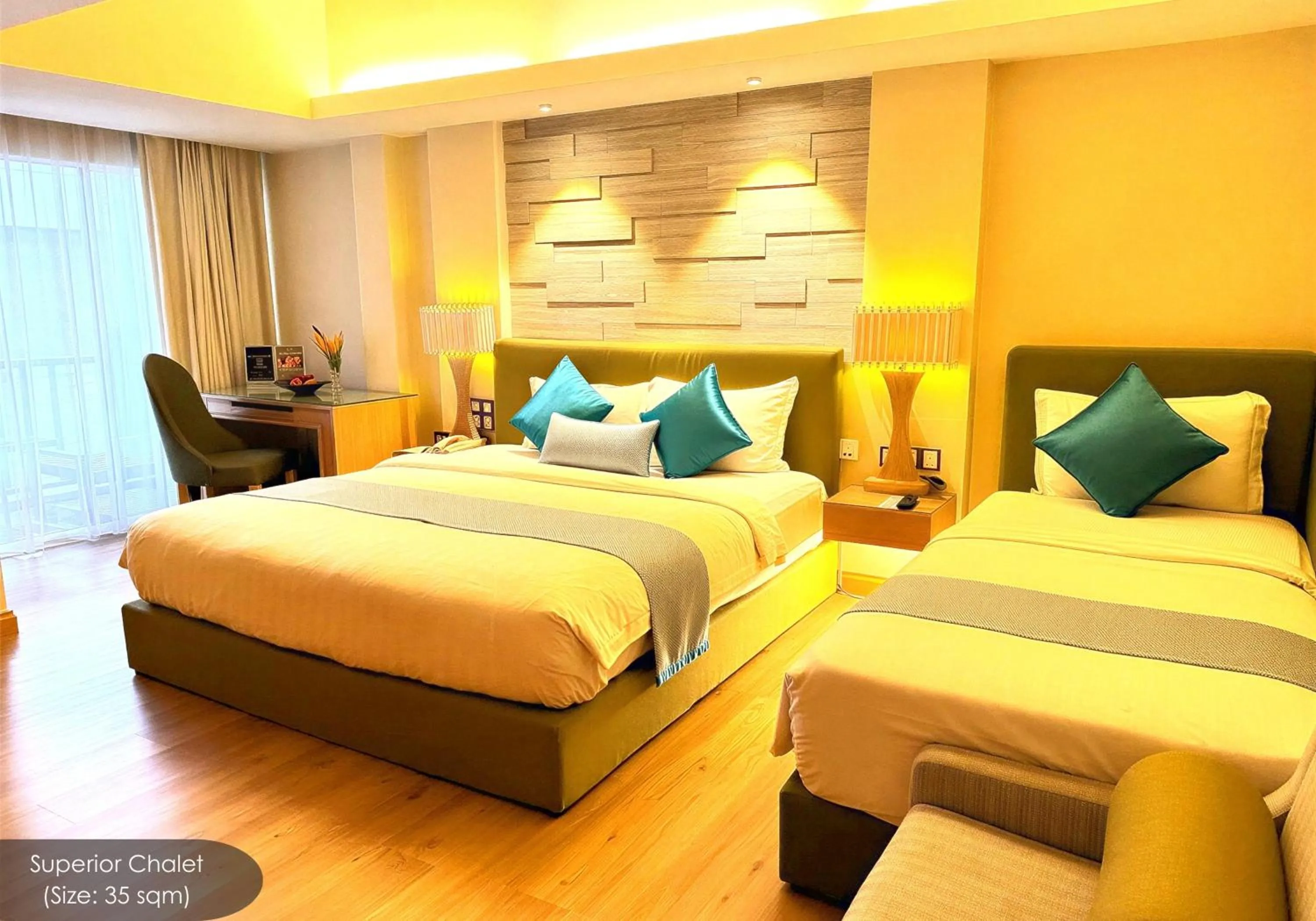 Bed in Cyberview Resort & Spa